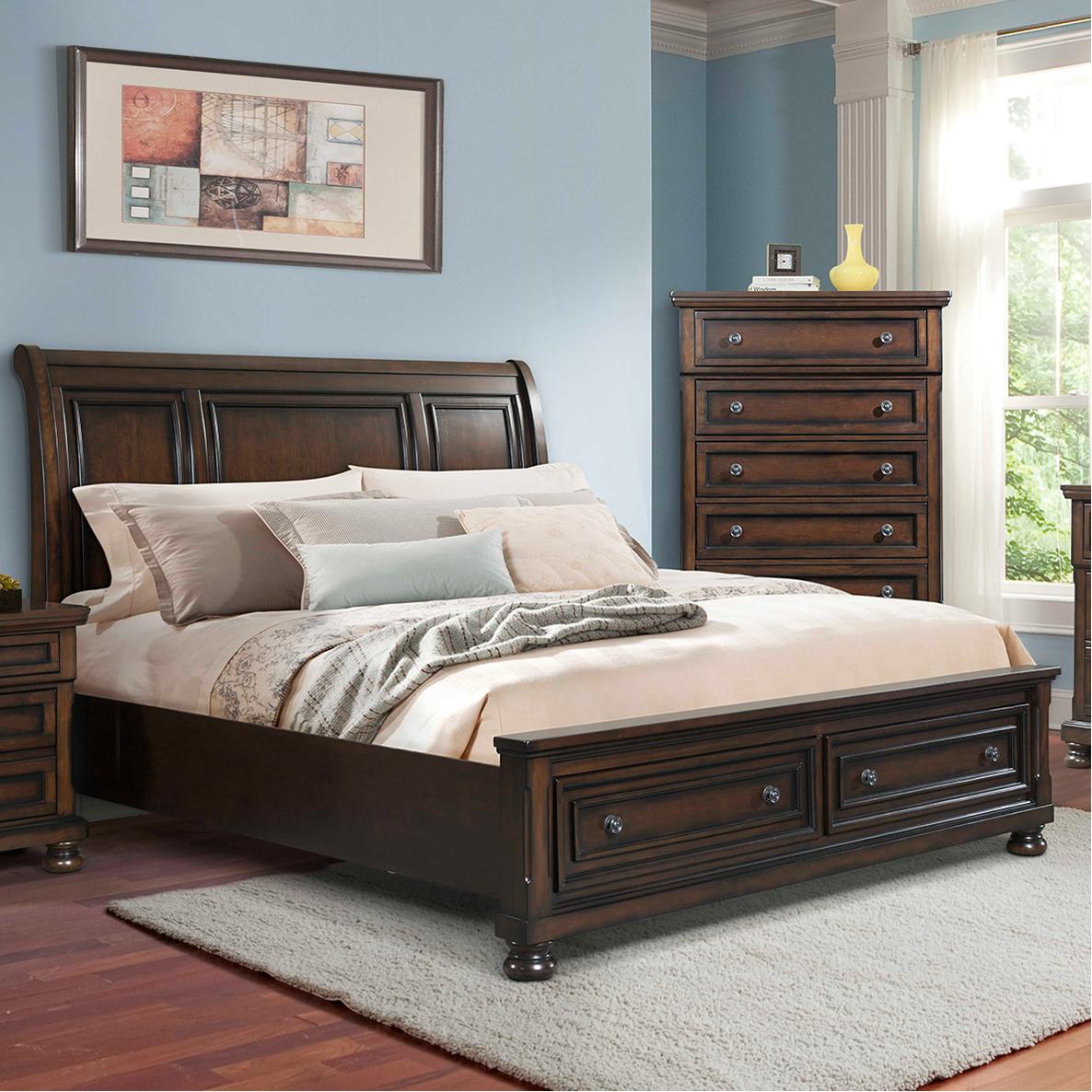 Elements International Kingston Queen Bed W/Storage Footboard and Non-Storage Rails - Image 1