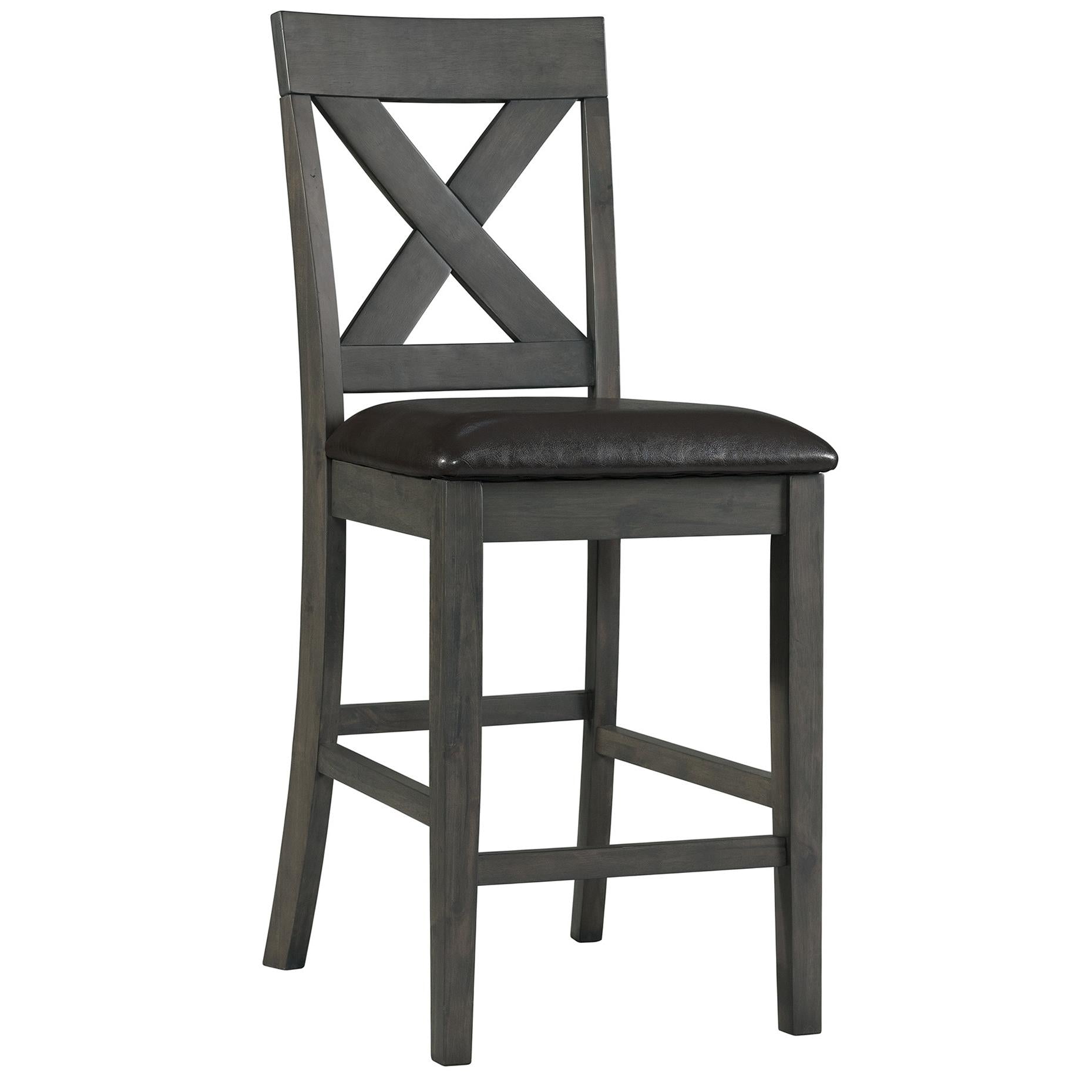 Elements International Alex Counter Side Chair W/Black PU Grey - Image 1