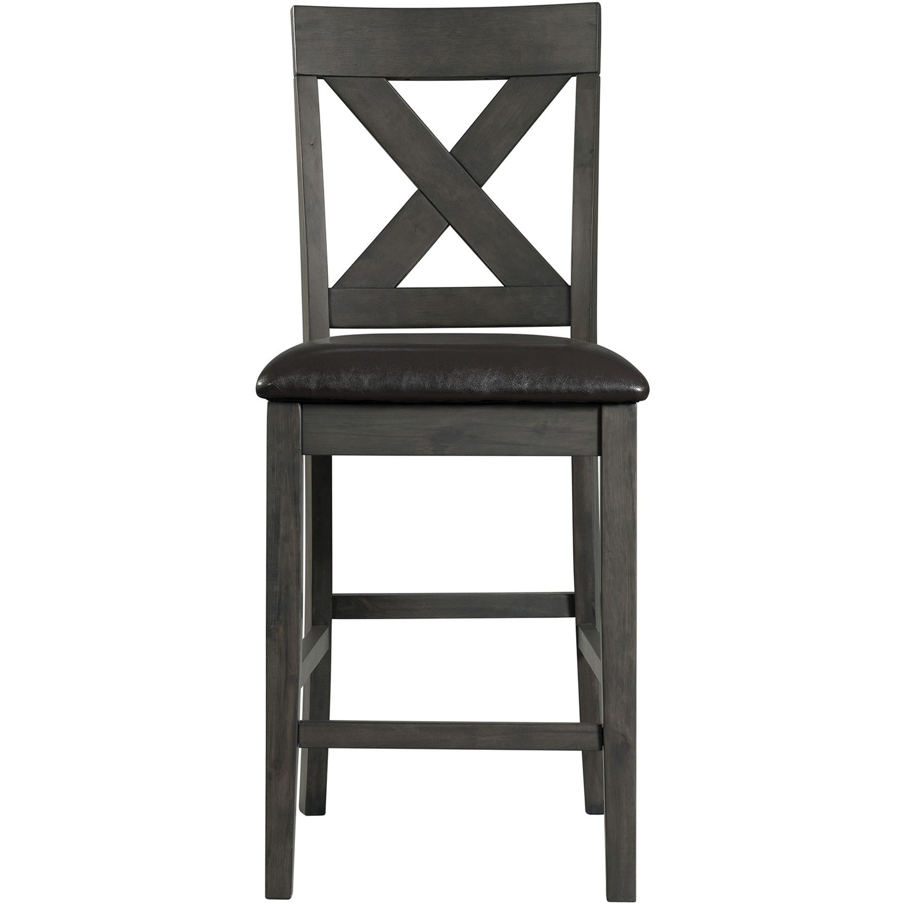 Elements International Alex Counter Side Chair W/Black PU Grey - Image 2