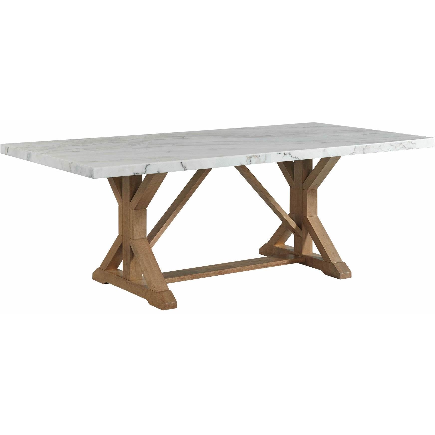 Elements International Lakeview White Marble Standard Height Rectangular Dining Table