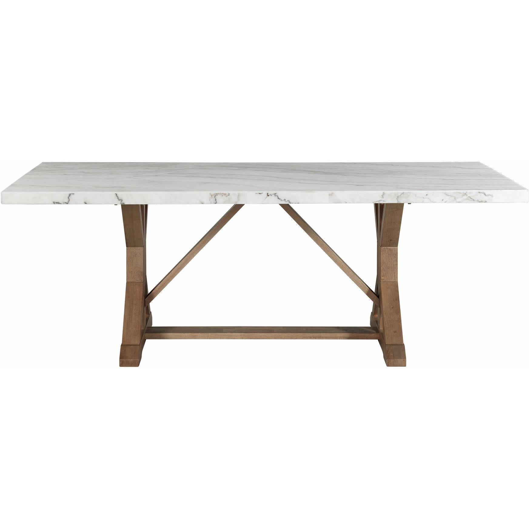 Elements International Lakeview White Marble Standard Height Rectangular Dining Table - Image 2
