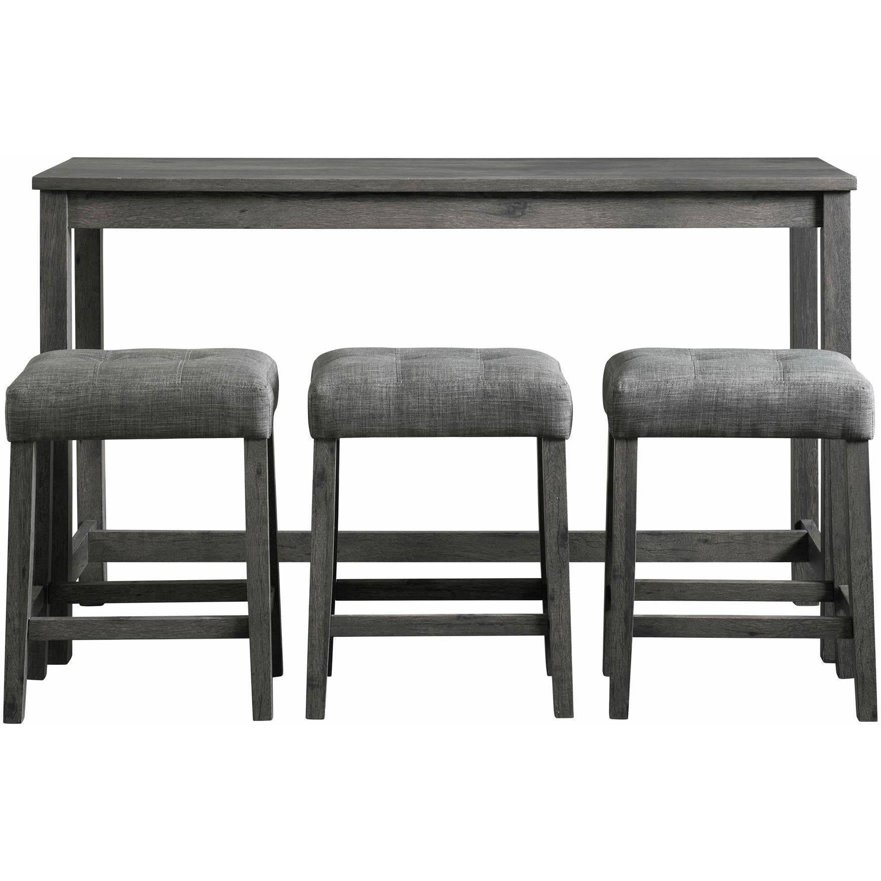 Elements International Oak Lawn Charcoal Grey Bar Table Single Pack (Table + 3 Grey Fabric Stools) - Image 2
