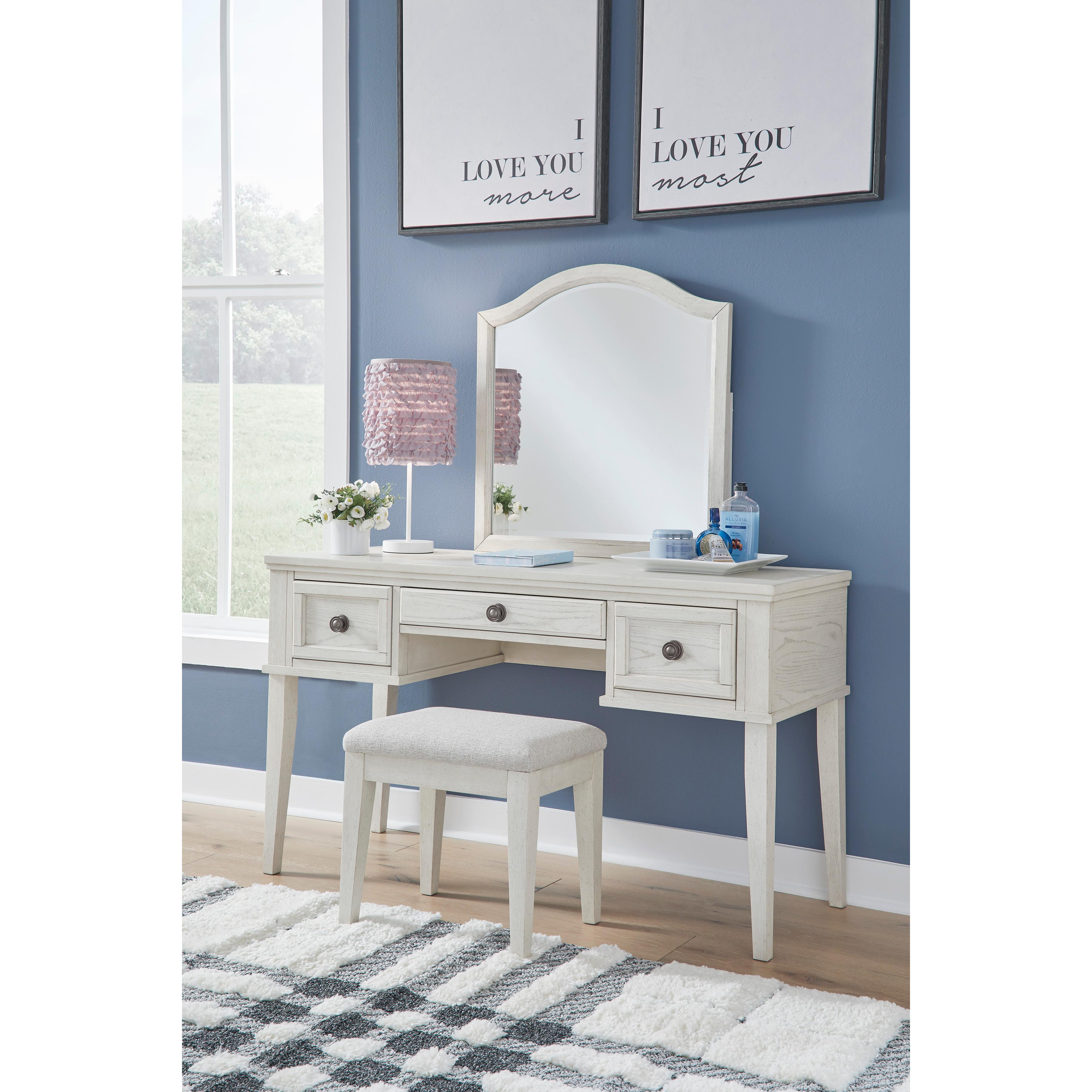 Signature Design by Ashley Robbinsdale B742B11 Mirrored Vanity with Bench - Image 1