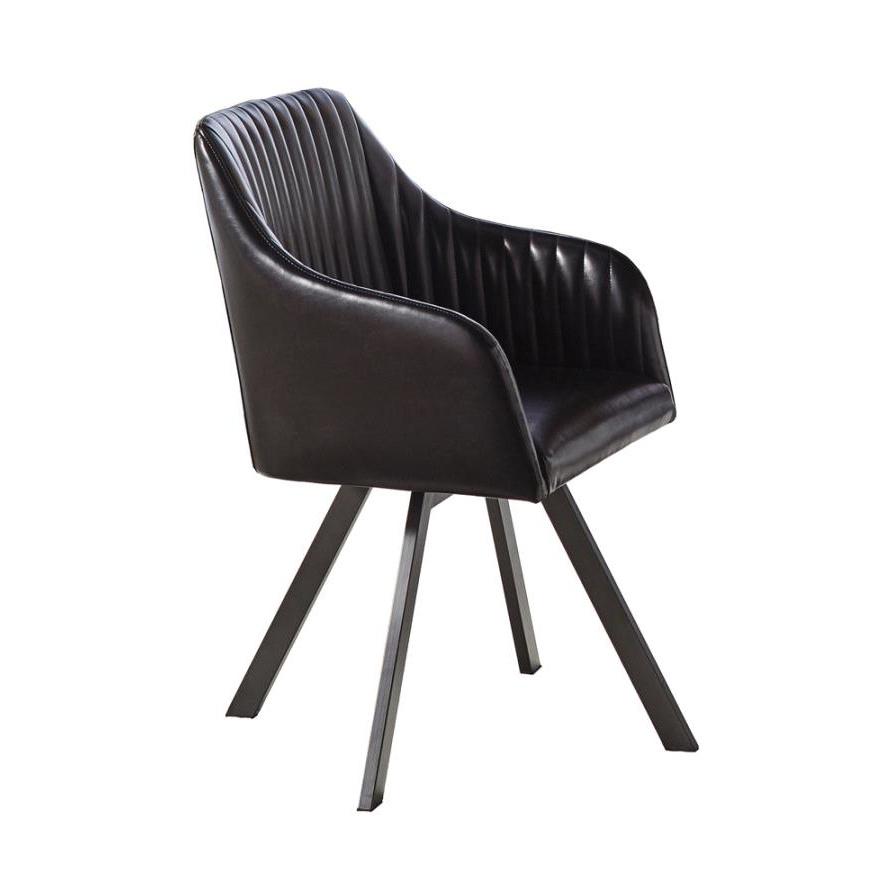 Coaster Furniture Arika 193372BLK Leatherette Upholstered Swivel Dining Arm Chair - Black - Image 1