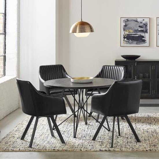Coaster Furniture Arika 193372BLK Leatherette Upholstered Swivel Dining Arm Chair - Black - Image 2