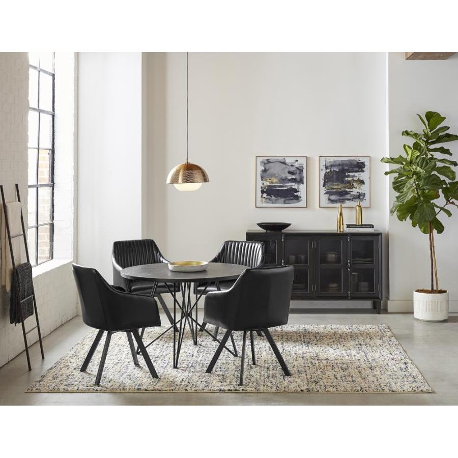 Coaster Furniture Arika 193372BLK Leatherette Upholstered Swivel Dining Arm Chair - Black - Image 3