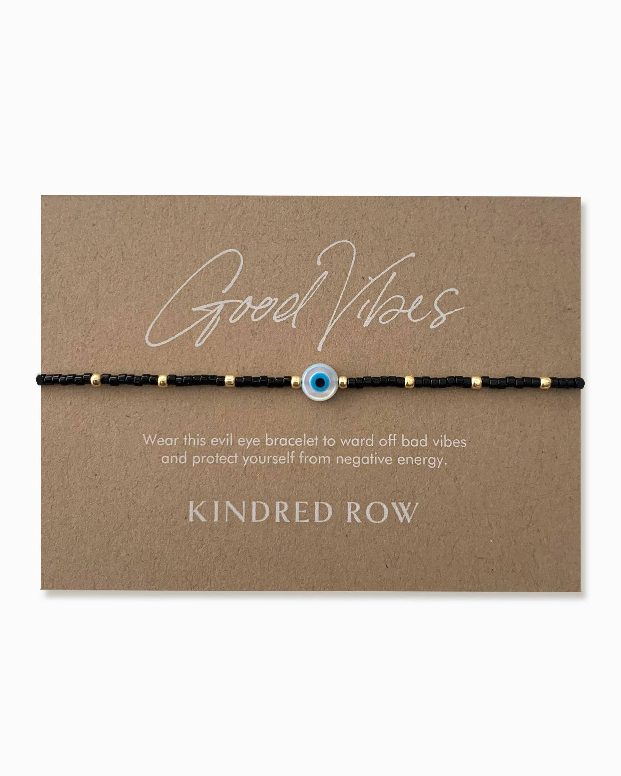 Evil Eye Beaded Bracelet, Black - Image 1
