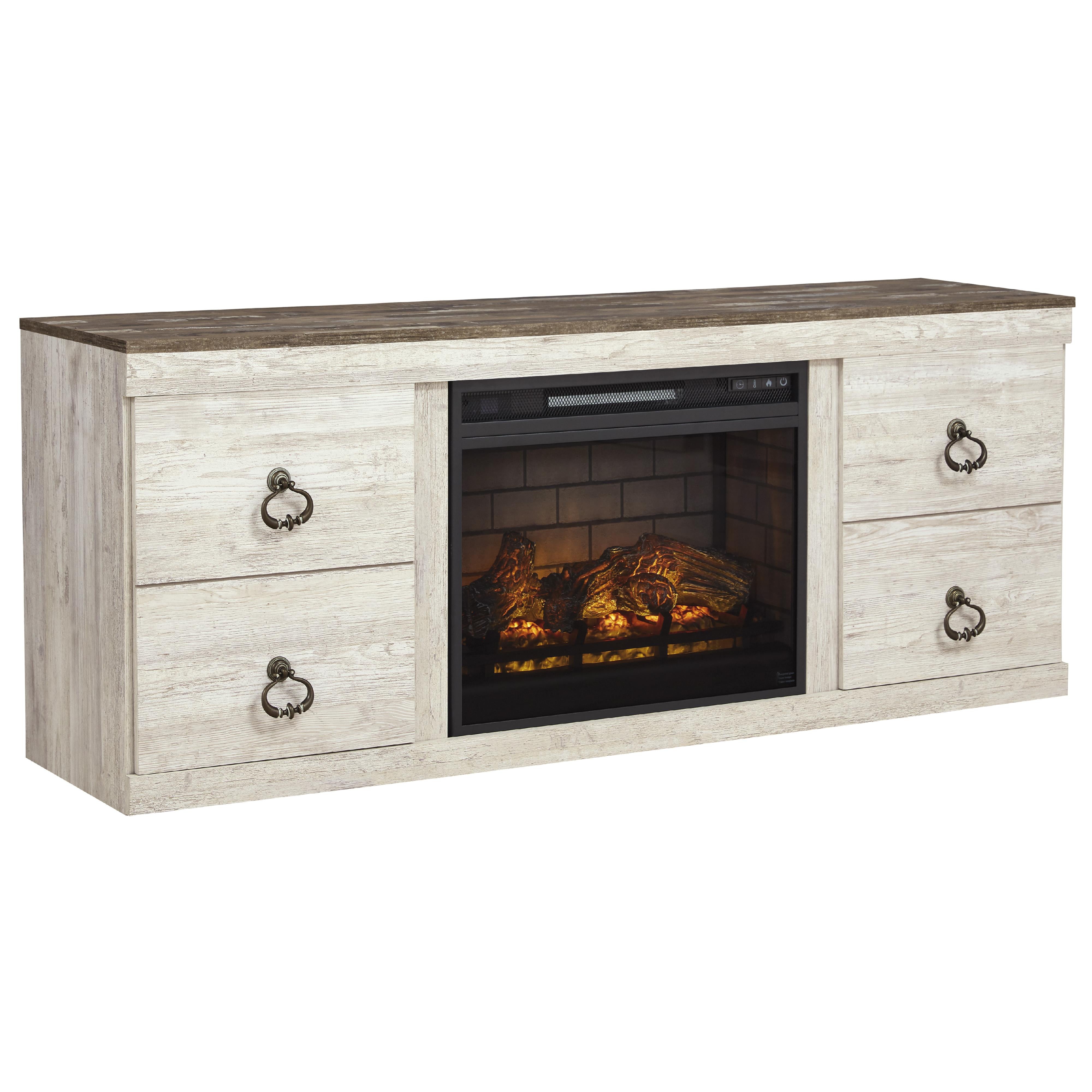 Signature Design by Ashley Willowton EW0267W8 TV Stand with Electric Fireplace - Image 1