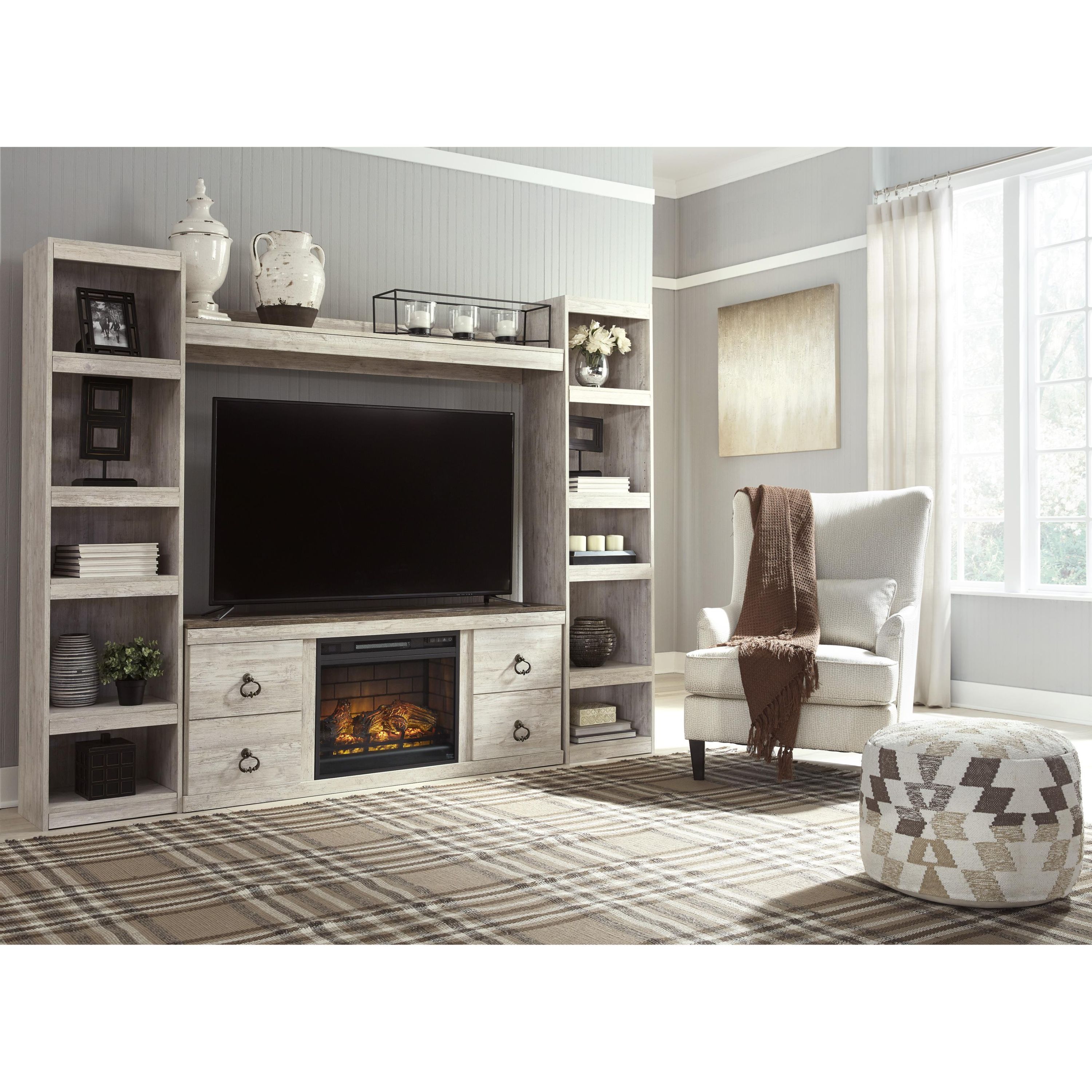 Signature Design by Ashley Willowton EW0267W9 4 pc Entertainment Center with Electric Fireplace - Image 2