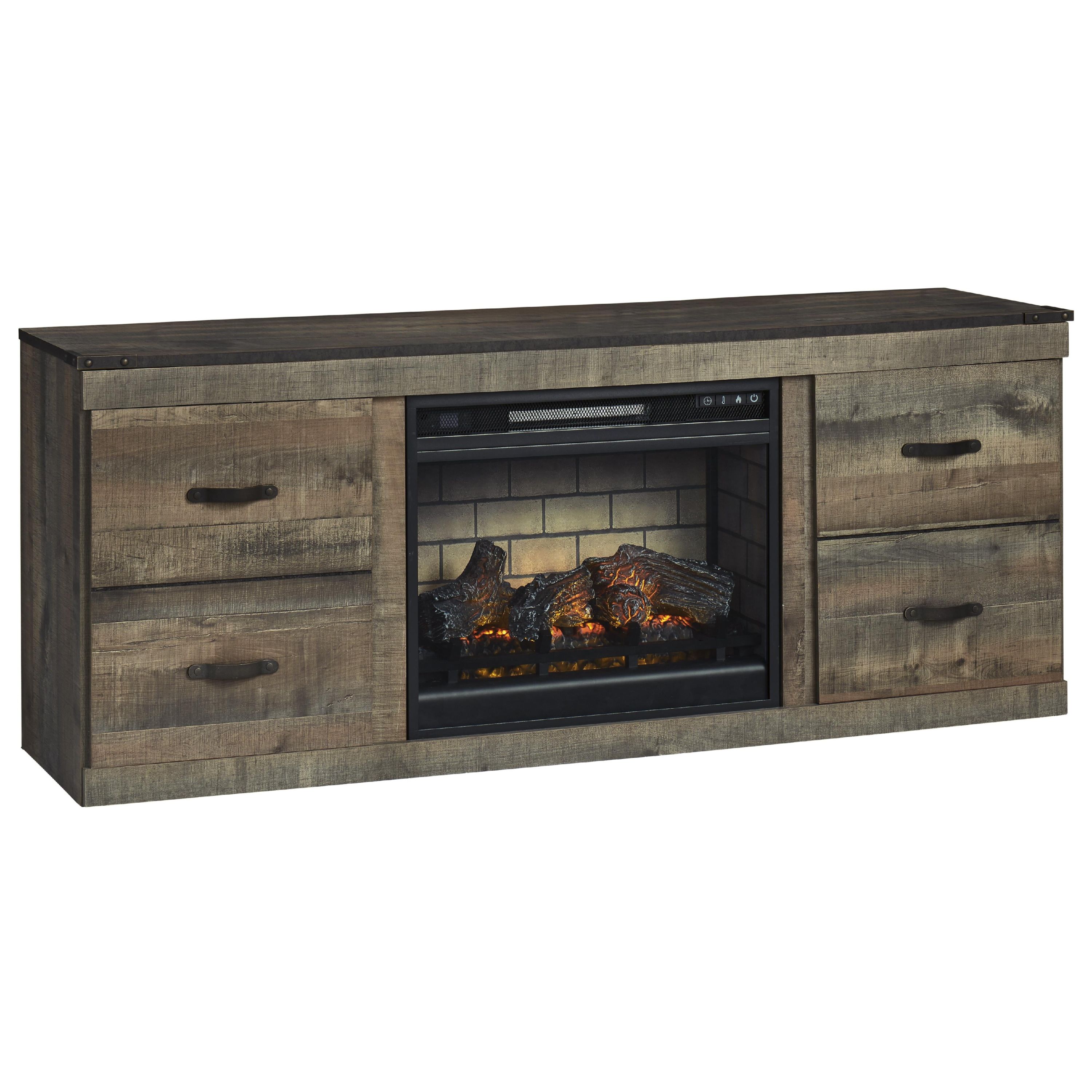 Signature Design by Ashley Trinell EW0446W8 TV Stand with Electric Fireplace - Image 1
