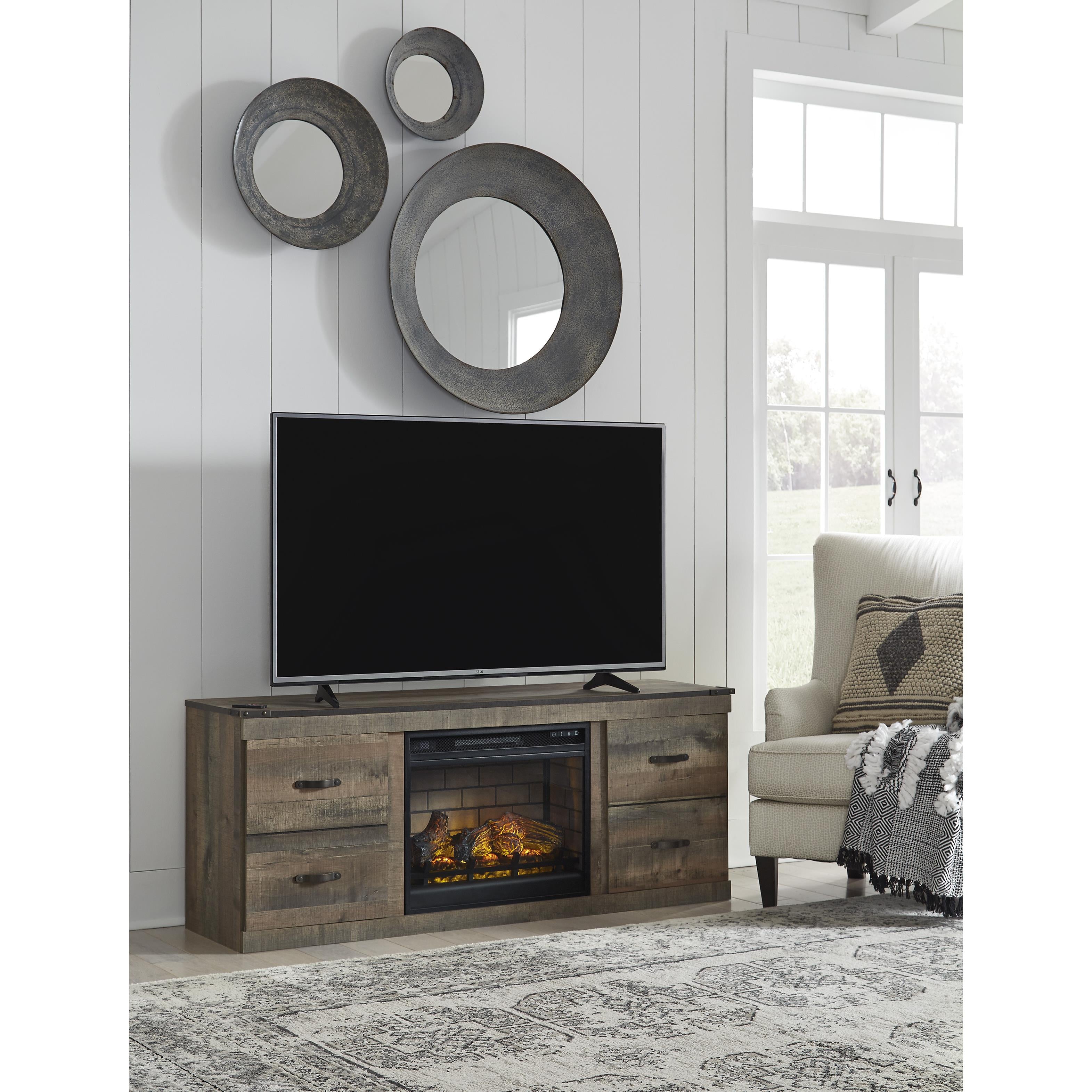 Signature Design by Ashley Trinell EW0446W8 TV Stand with Electric Fireplace - Image 3