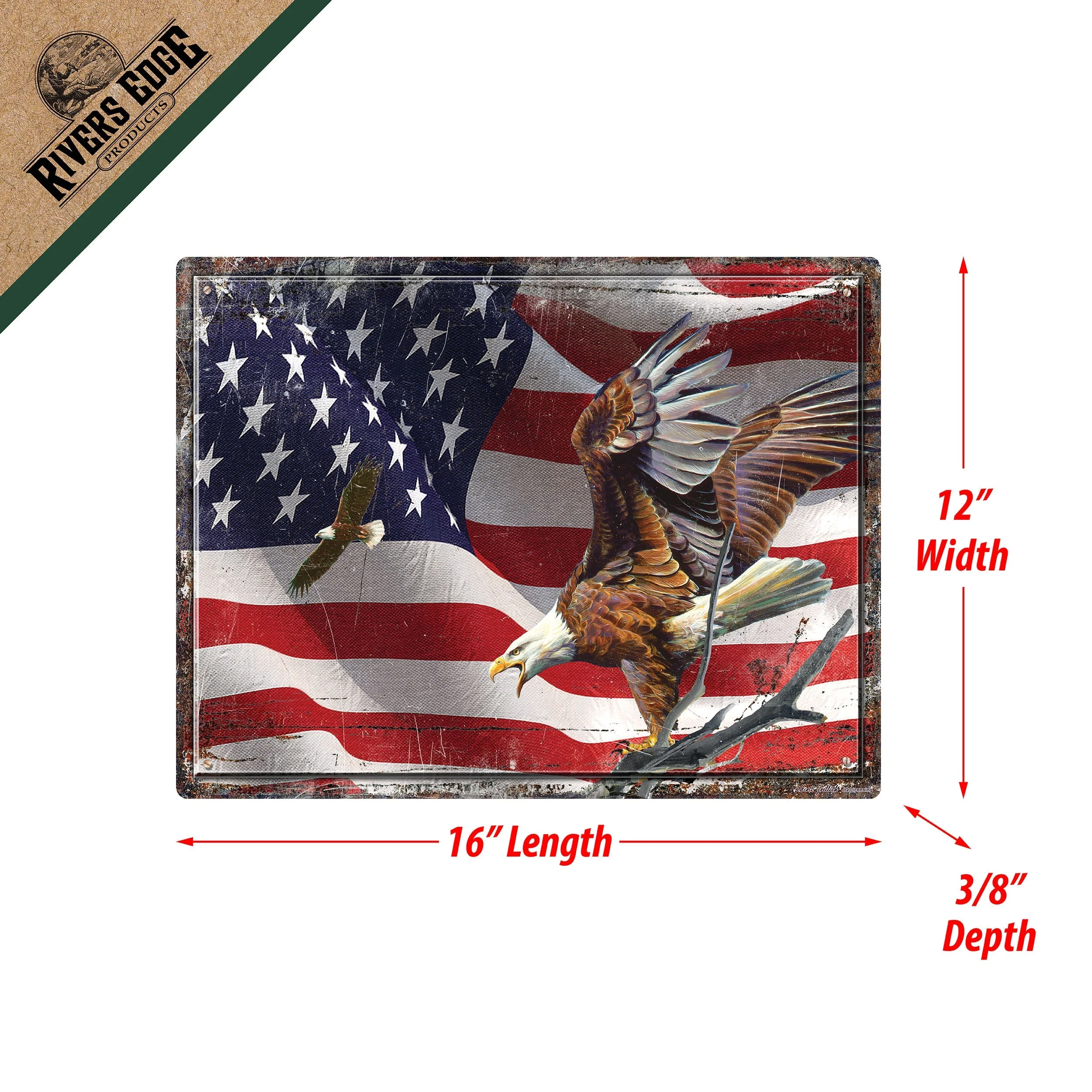 Cutting Board 12in x 16in-American Flag - Image 2