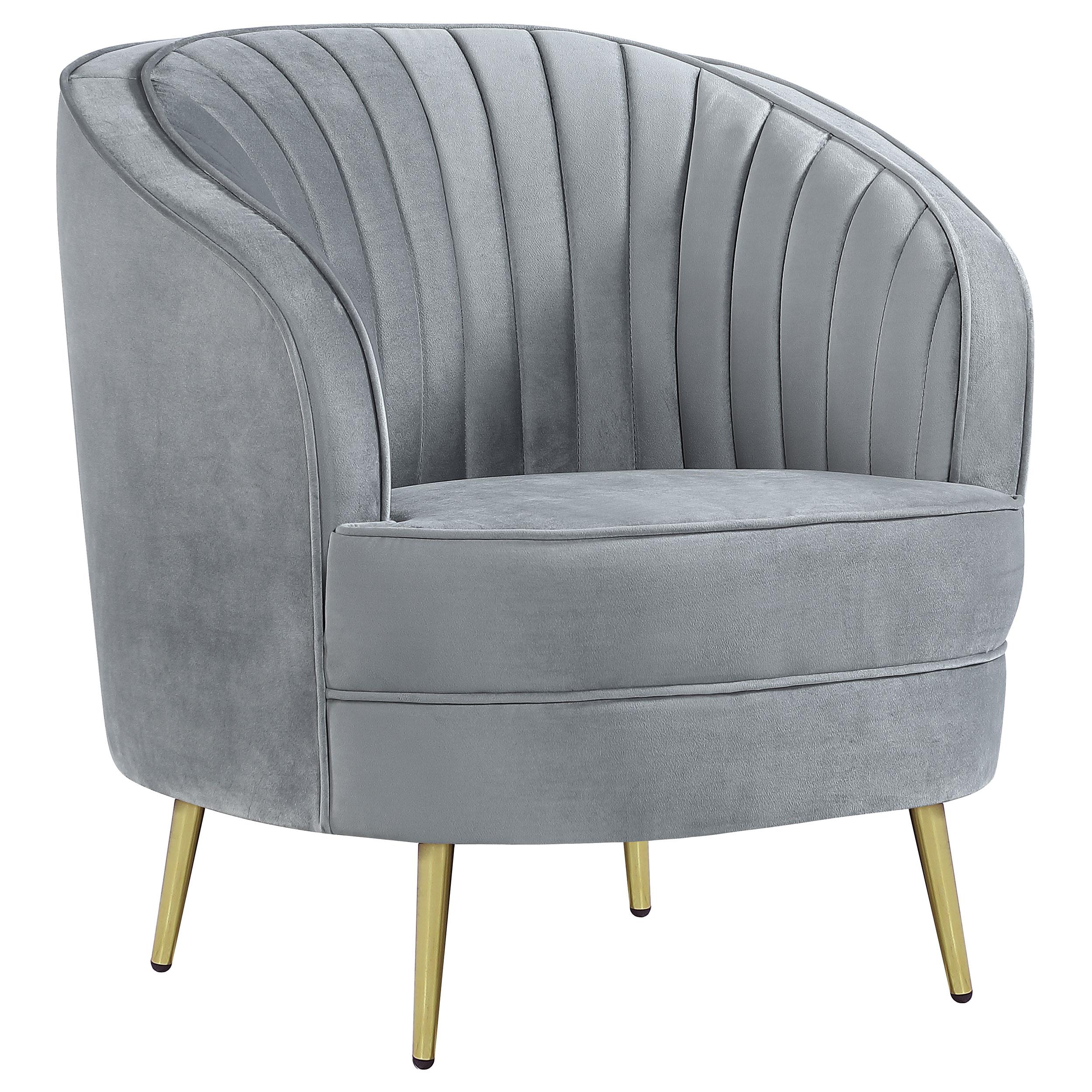 Coaster Furniture Sophia 506866 Upholstered Channel Tufted Barrel Accent Chair - Grey - Image 1