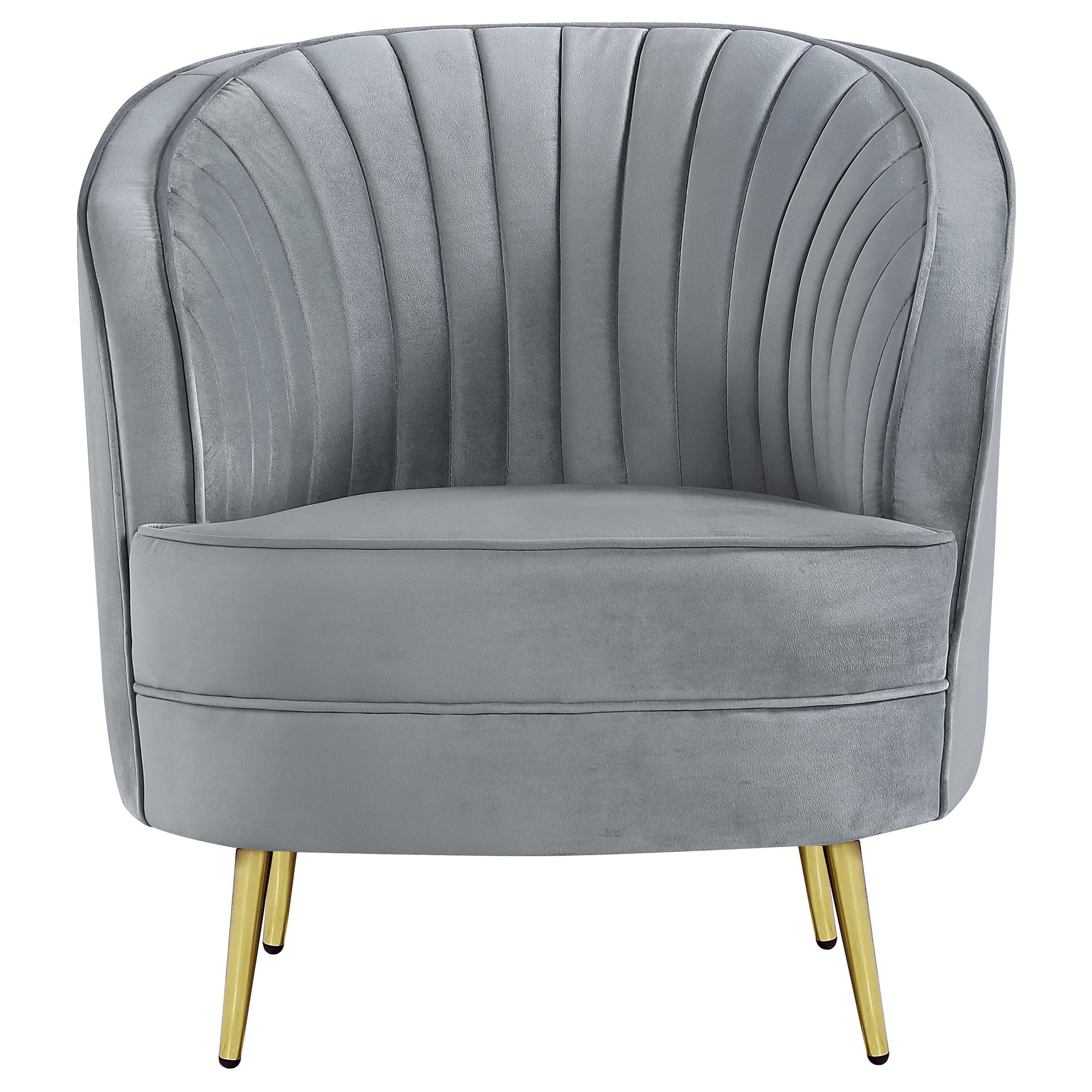 Coaster Furniture Sophia 506866 Upholstered Channel Tufted Barrel Accent Chair - Grey - Image 2