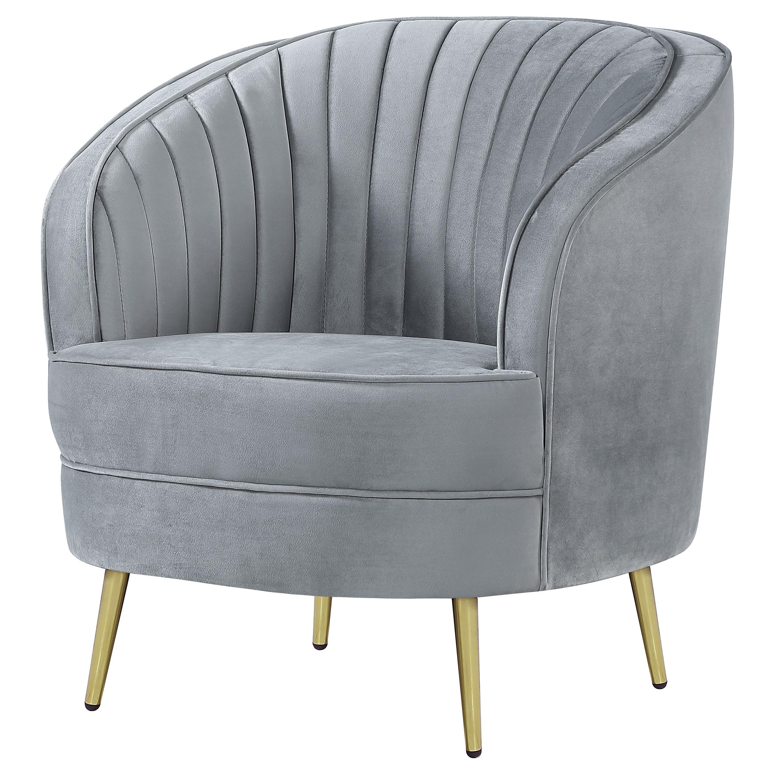 Coaster Furniture Sophia 506866 Upholstered Channel Tufted Barrel Accent Chair - Grey - Image 3