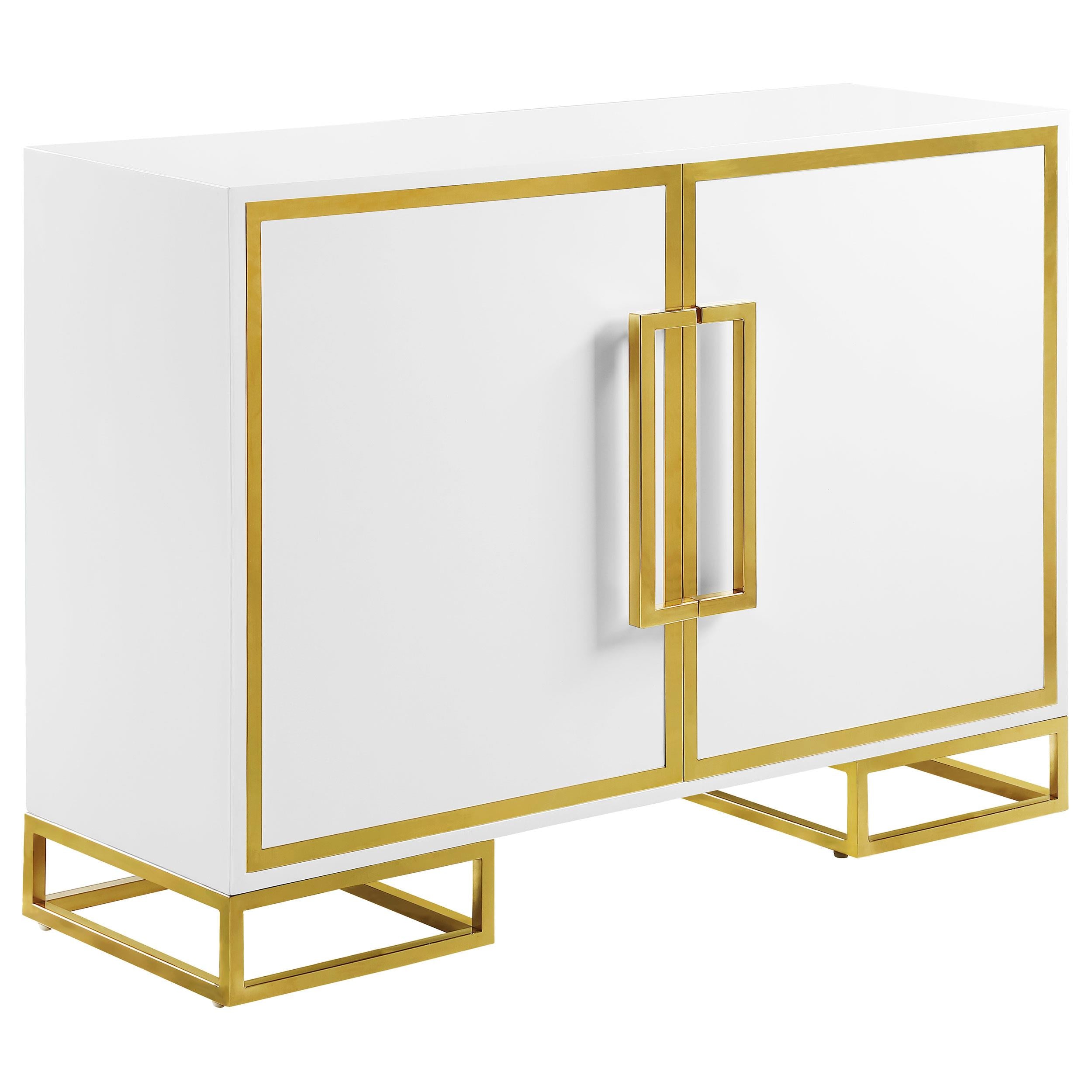 Coaster Furniture Elsa 959594 2-door Wood Storage Accent Cabinet – White and Gold