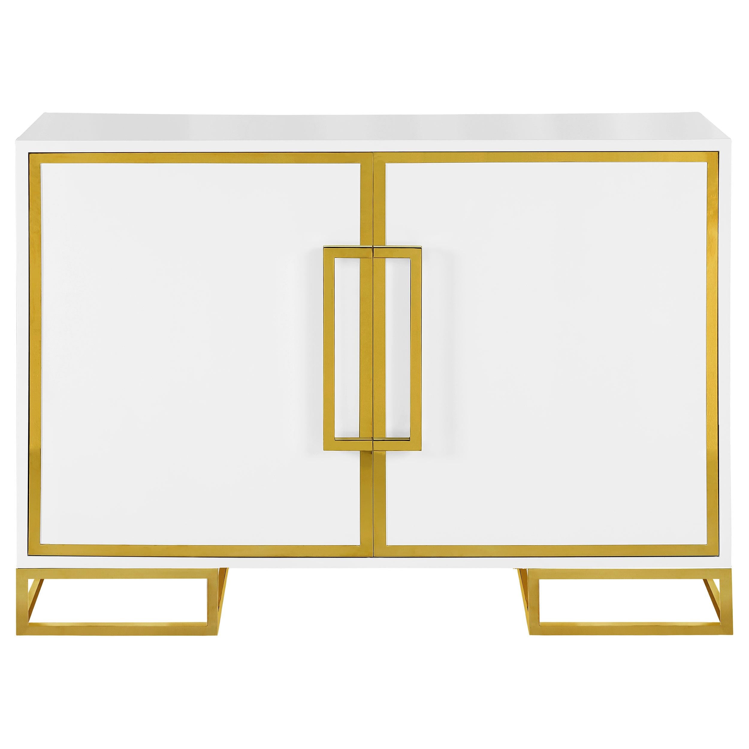 Coaster Furniture Elsa 959594 2-door Wood Storage Accent Cabinet - White and Gold - Image 2