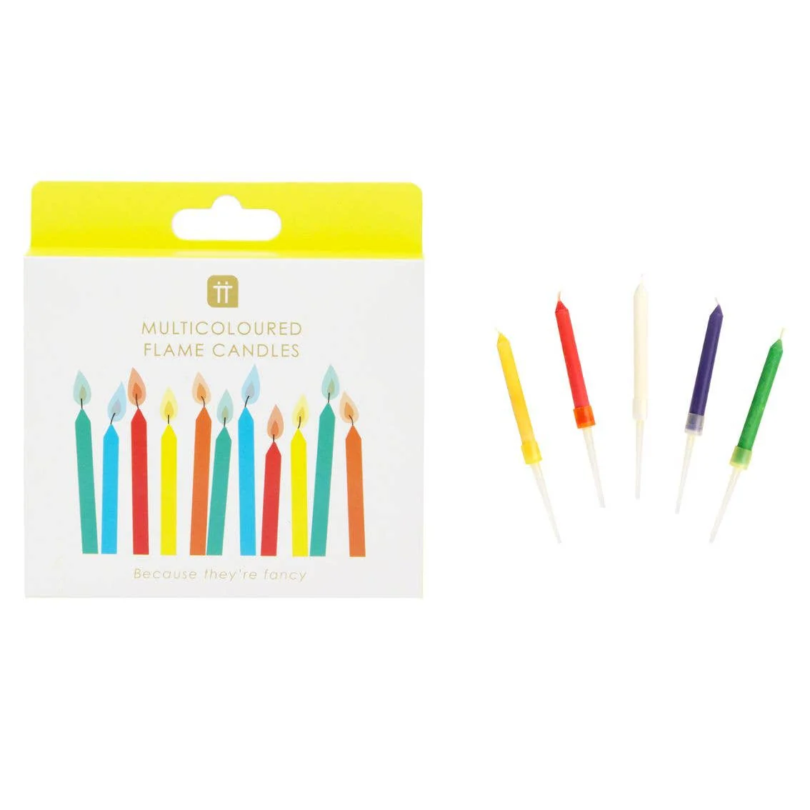 Rainbow Flame Birthday Candles – 12 Pack | Cake Candles |