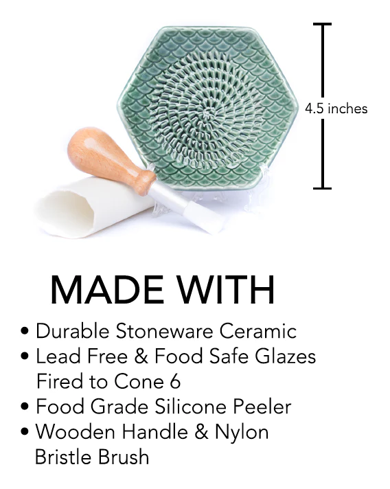 Sage 3 Piece Set: Ceramic Grater, Peeler, Brush - Image 3