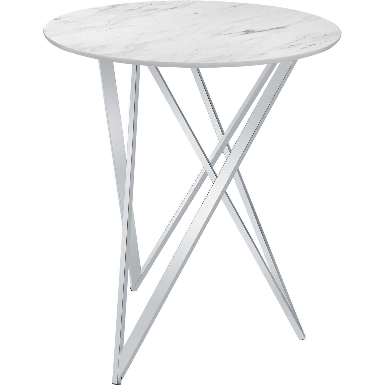 Coaster Furniture Bexter 183526 Round 35-inch Faux Marble Bistro Bar Table - Chrome - Image 1