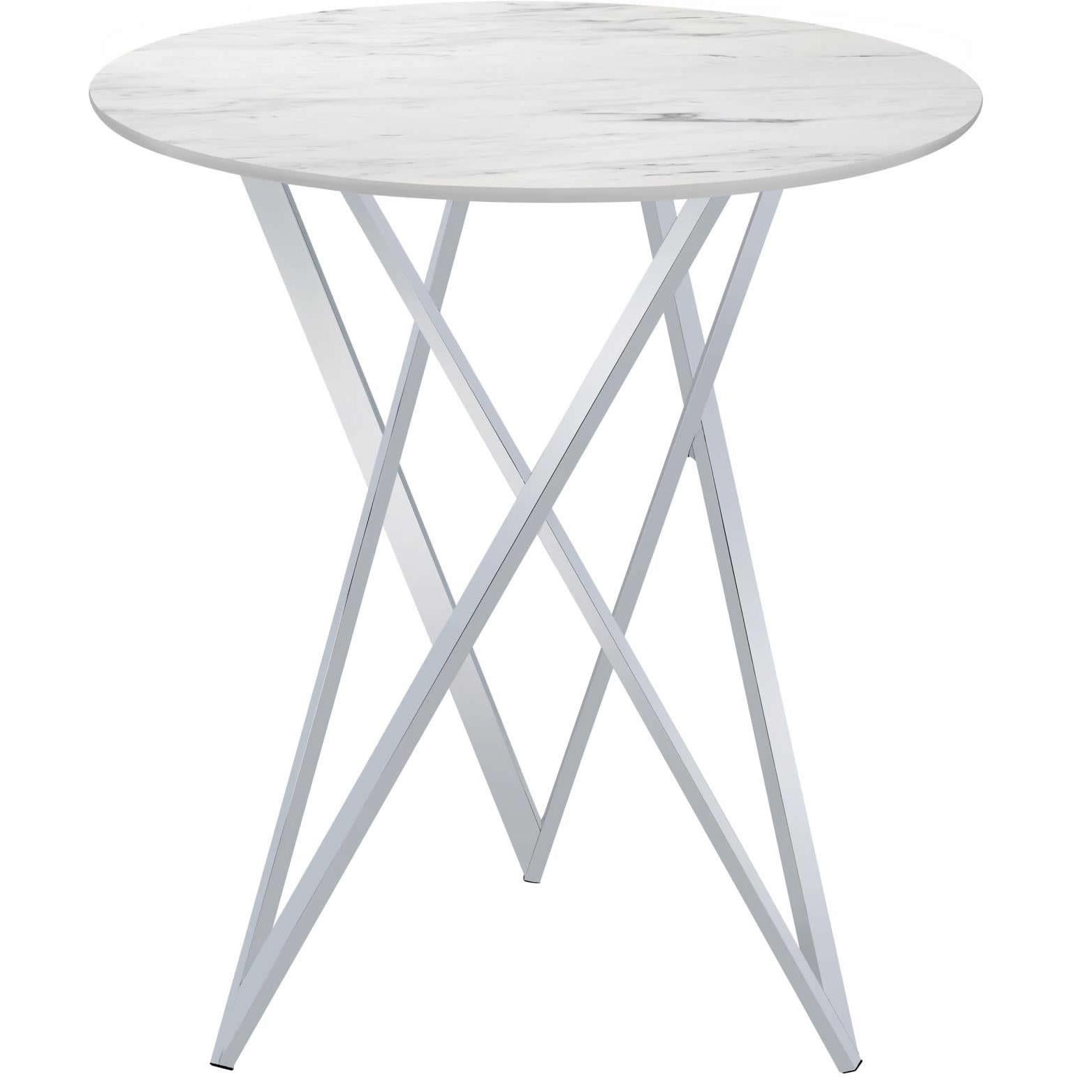 Coaster Furniture Bexter 183526 Round 35-inch Faux Marble Bistro Bar Table - Chrome - Image 2