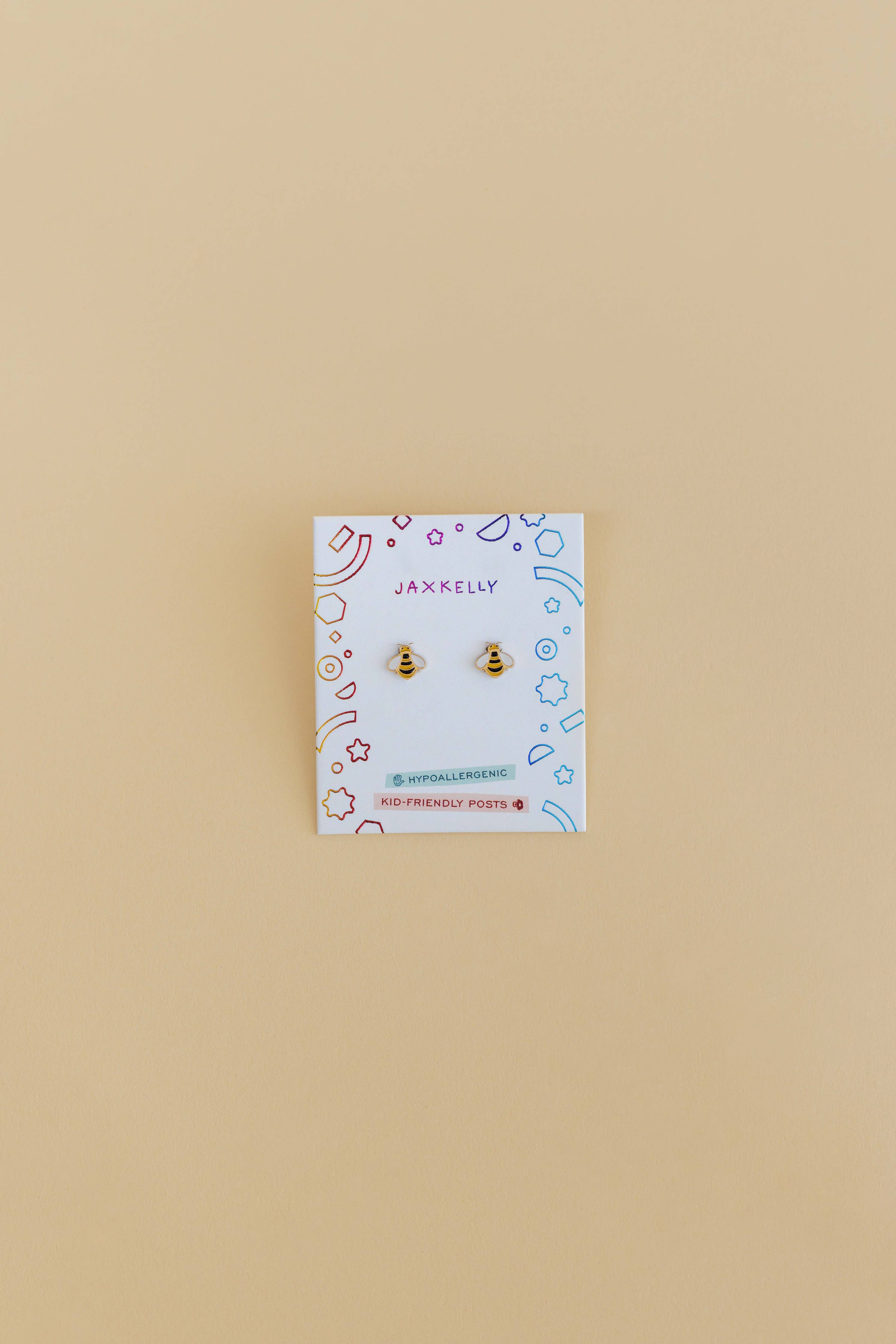 Bumble Bee Enamel Flat Back Kids Earrings - Image 1