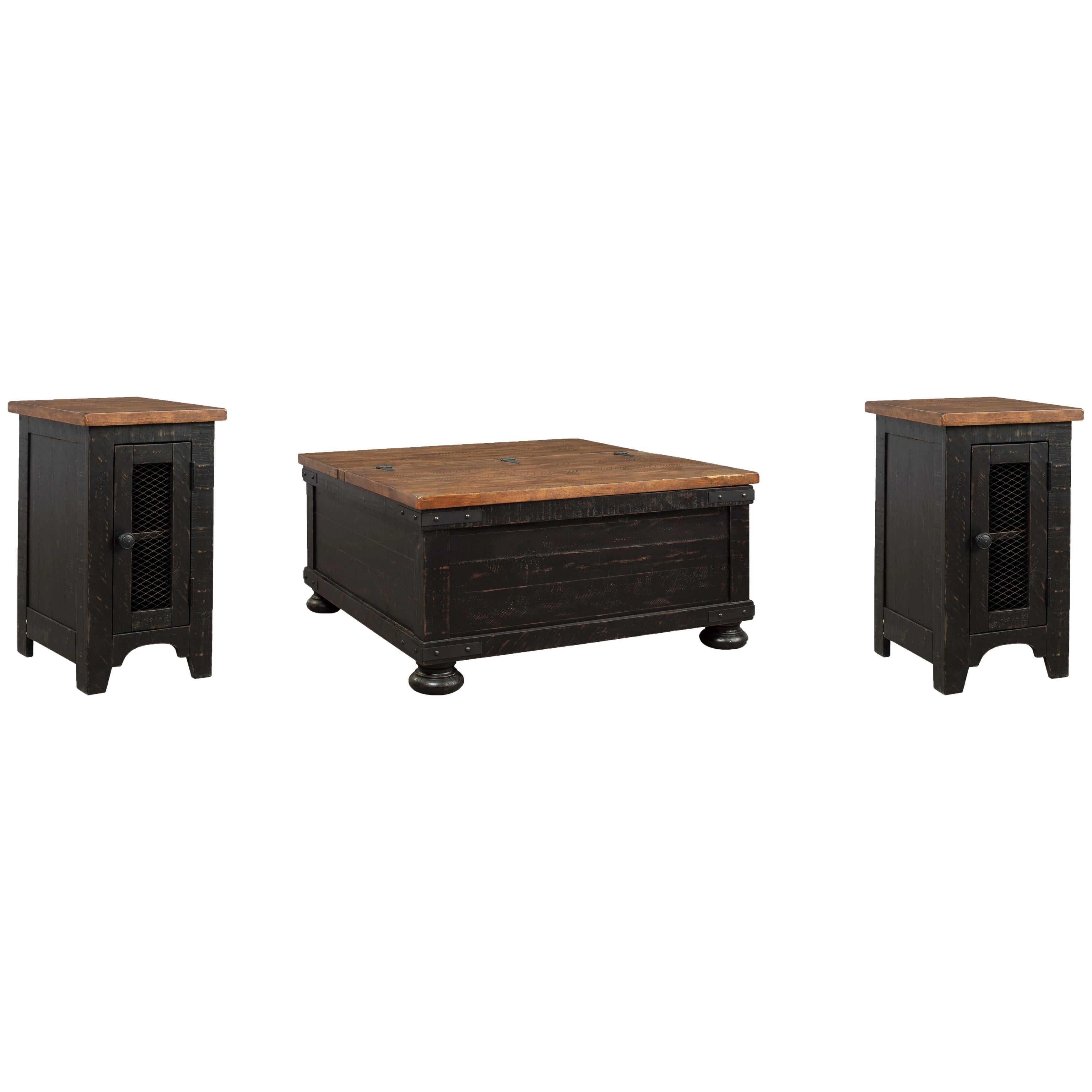 Signature Design by Ashley Valebeck T468T1 Coffee Table and 2 Chairside End Tables - Image 1