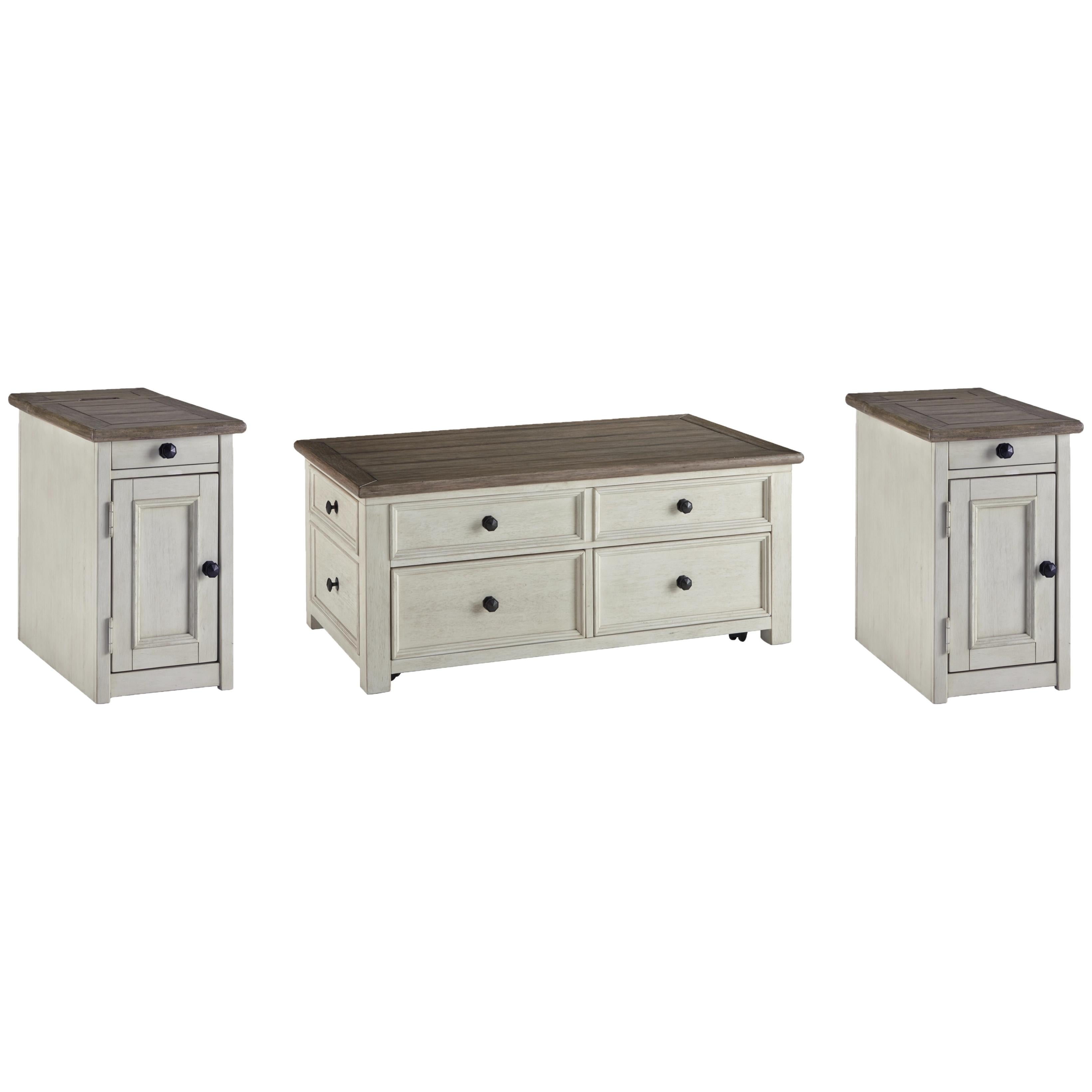 Signature Design by Ashley Bolanburg T637T2 Coffee Table and 2 Chairside End Tables - Image 1