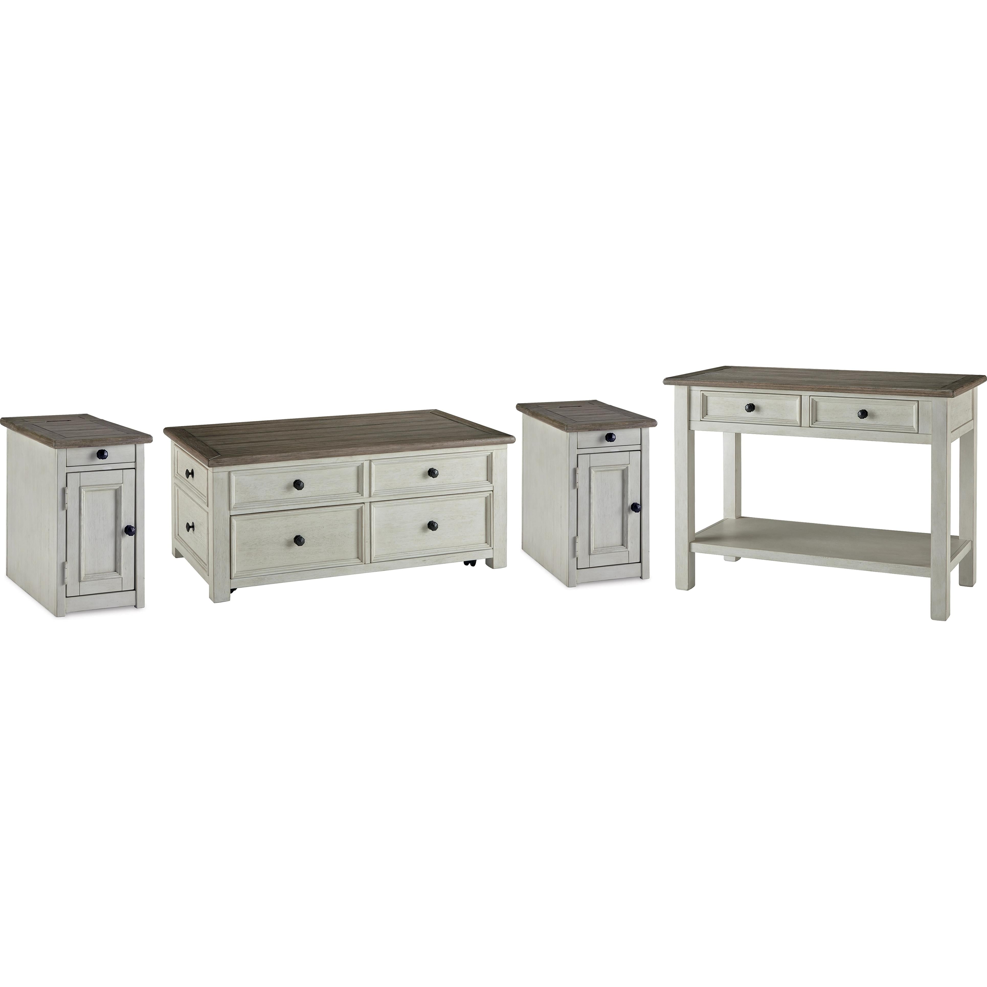Signature Design by Ashley Bolanburg T637T4 Coffee Table and 2 Chairside End Tables with Console - Image 1