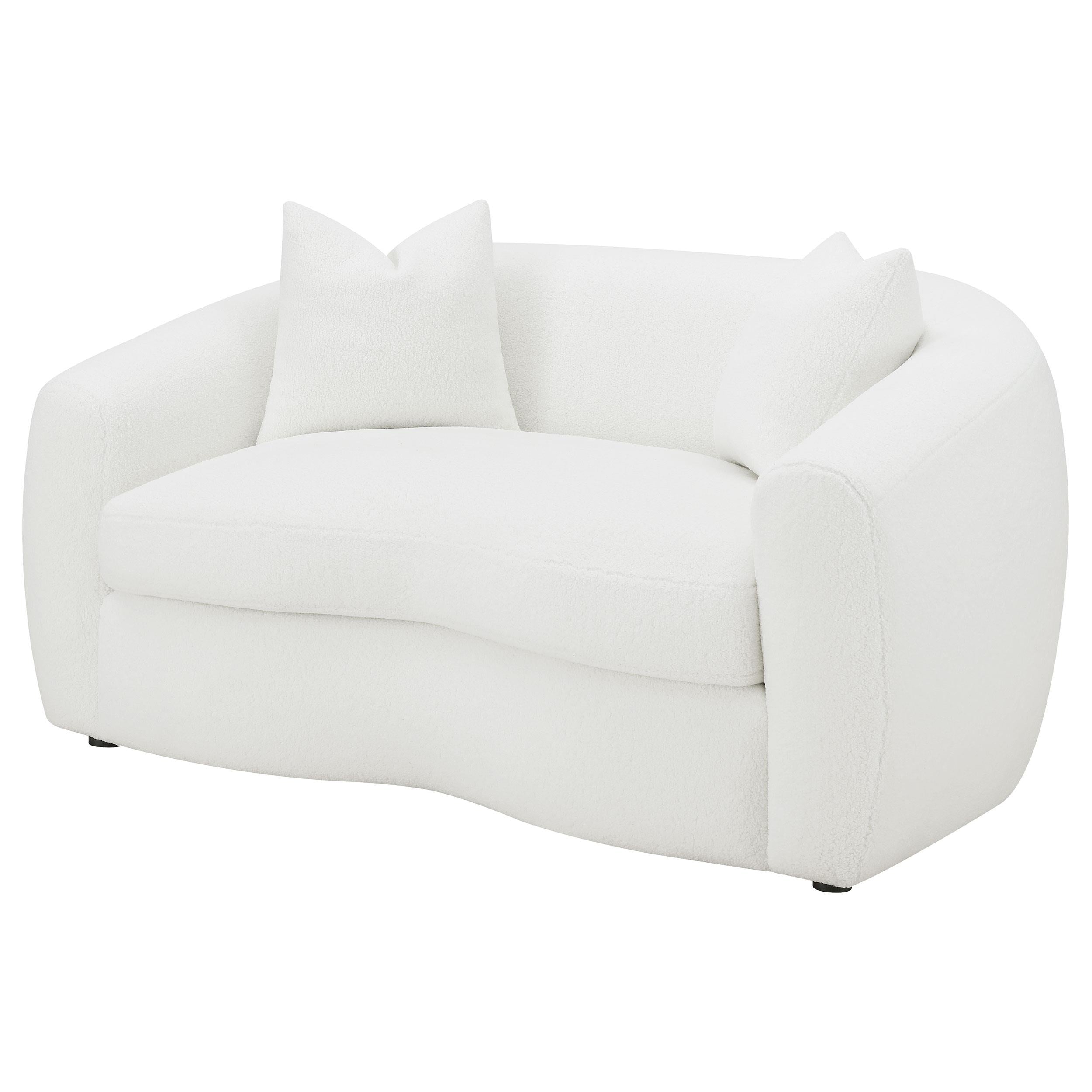 Coaster Furniture Isabella 509872 Faux Sheepskin Upholstered Loveseat - Natural - Image 3