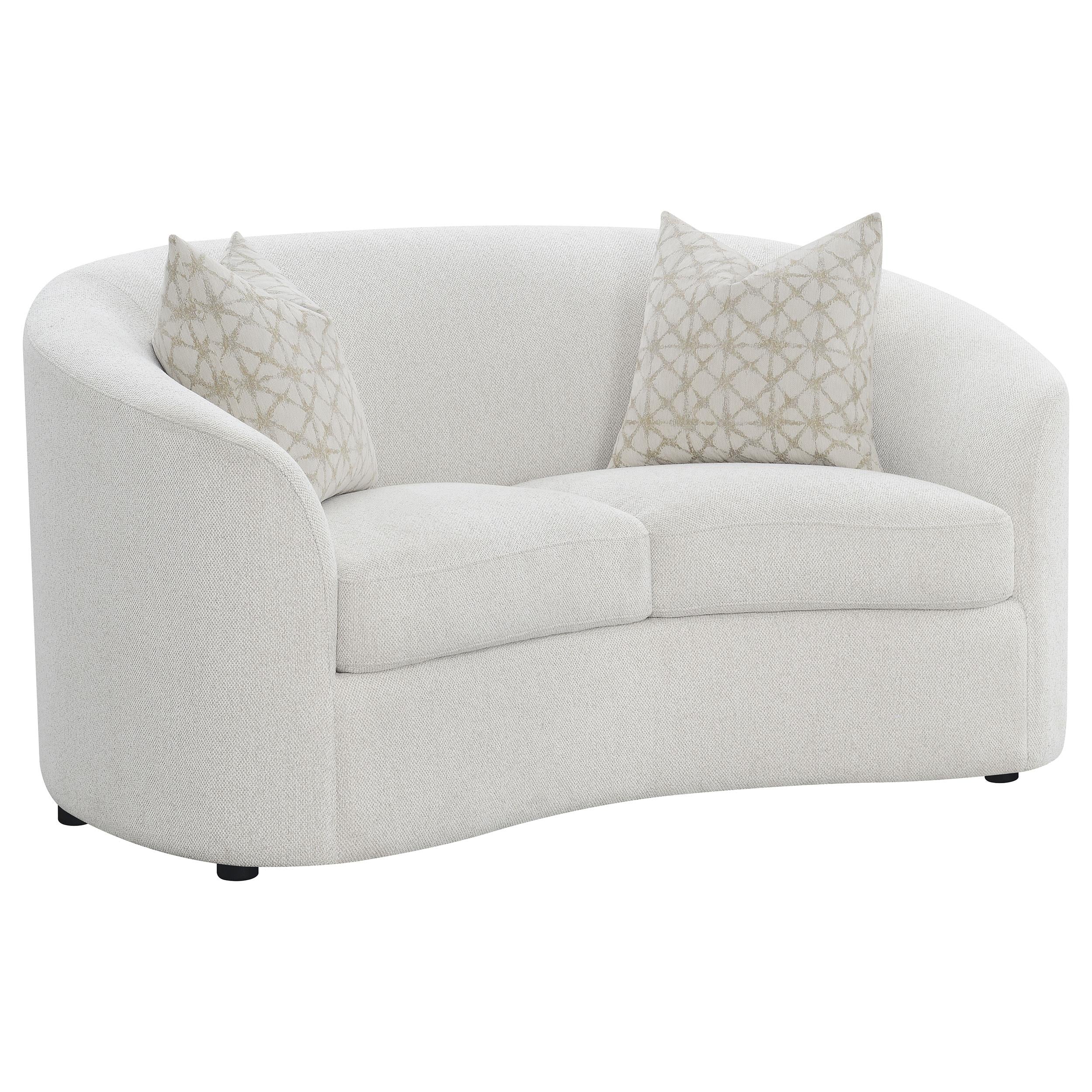 Coaster Furniture Rainn 509172 Boucle Upholstered Sloped Arm Loveseat – Latte
