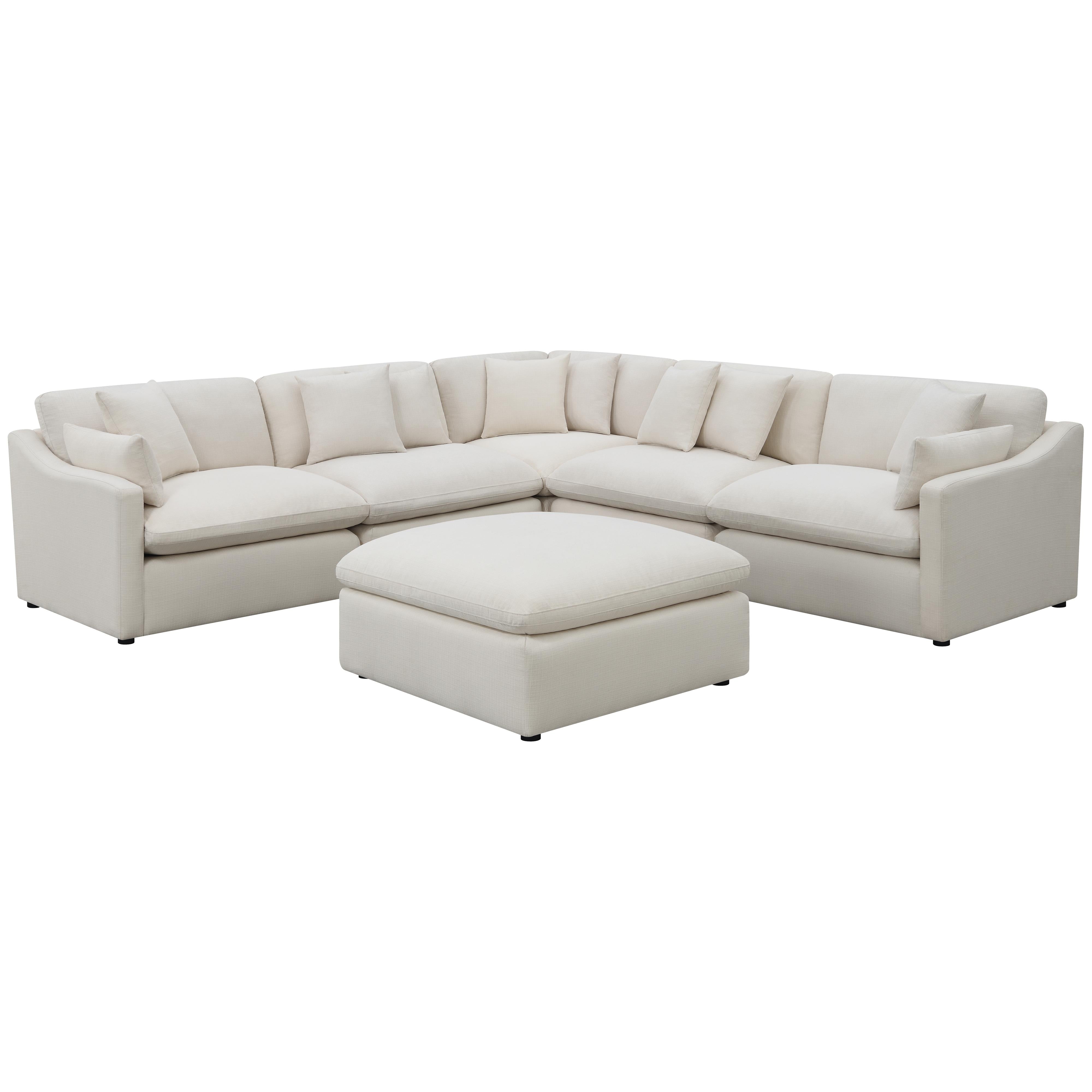 Coaster Furniture Hobson 551453 Square Upholstered Ottoman - Ivory - Image 3