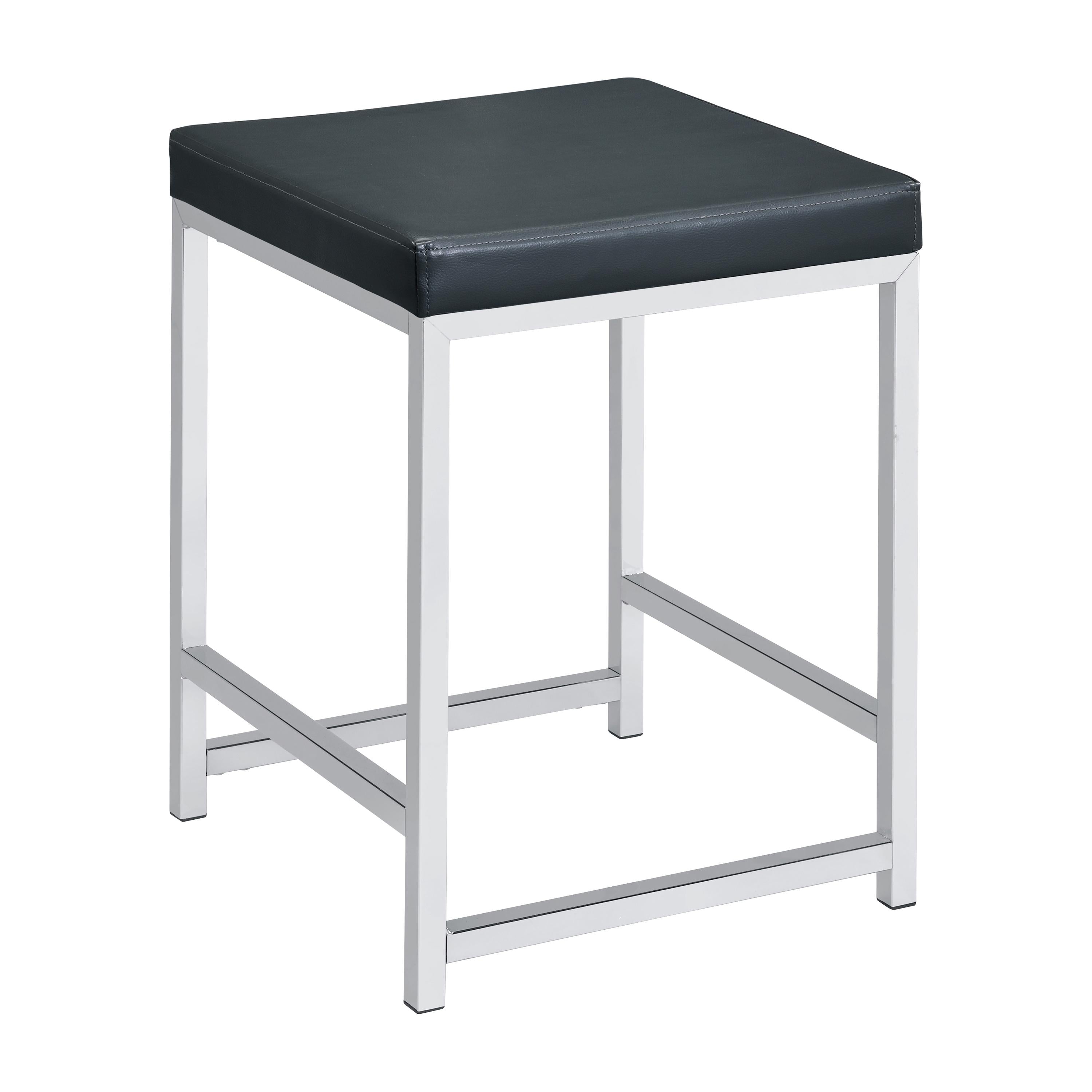 Coaster Furniture Afshan 935924 Upholstered Square Padded Vanity Stool - Chrome - Image 1