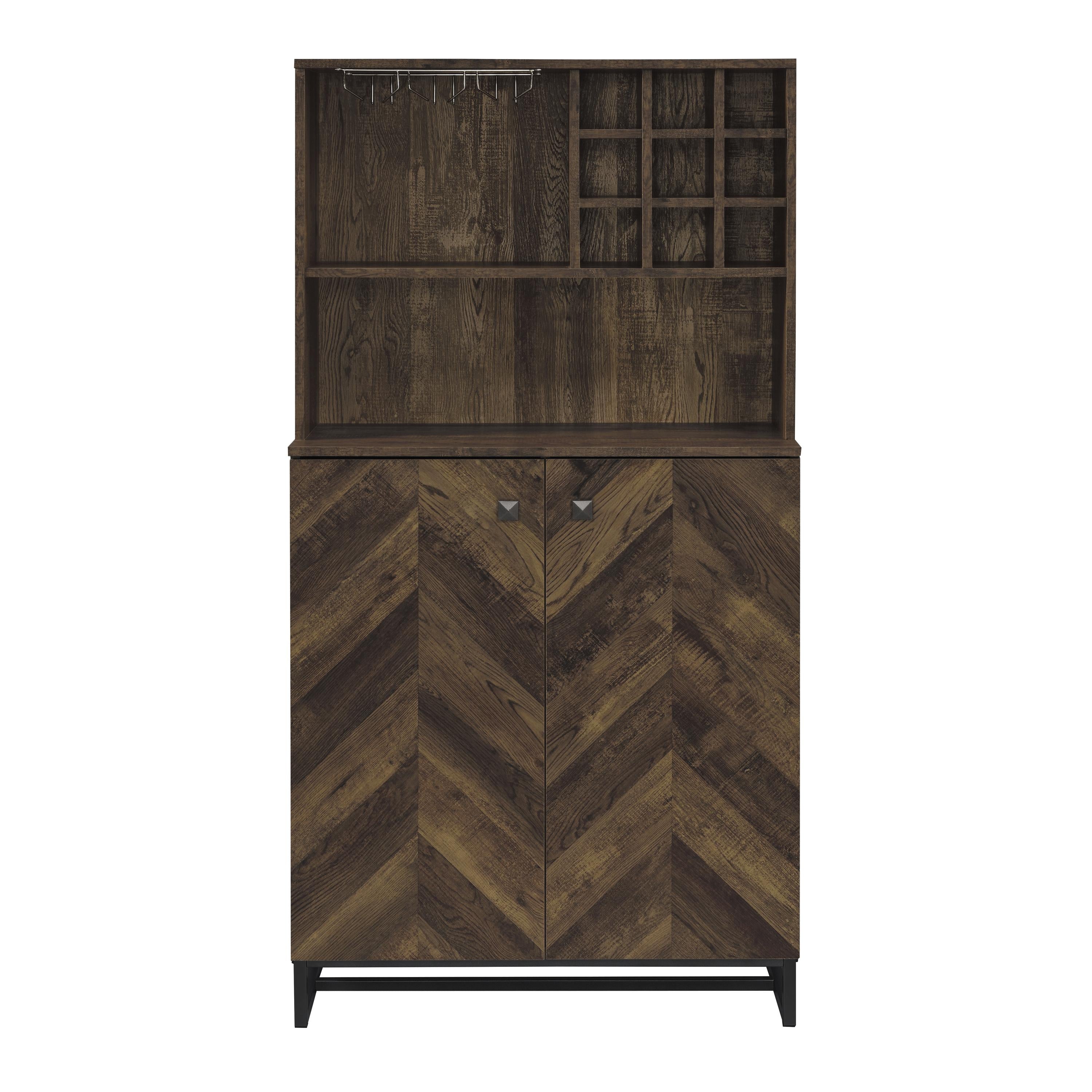 Coaster Furniture Mendoza 182082 2-door Home Bar Cabinet Wine Storage - Rustic Oak - Image 3