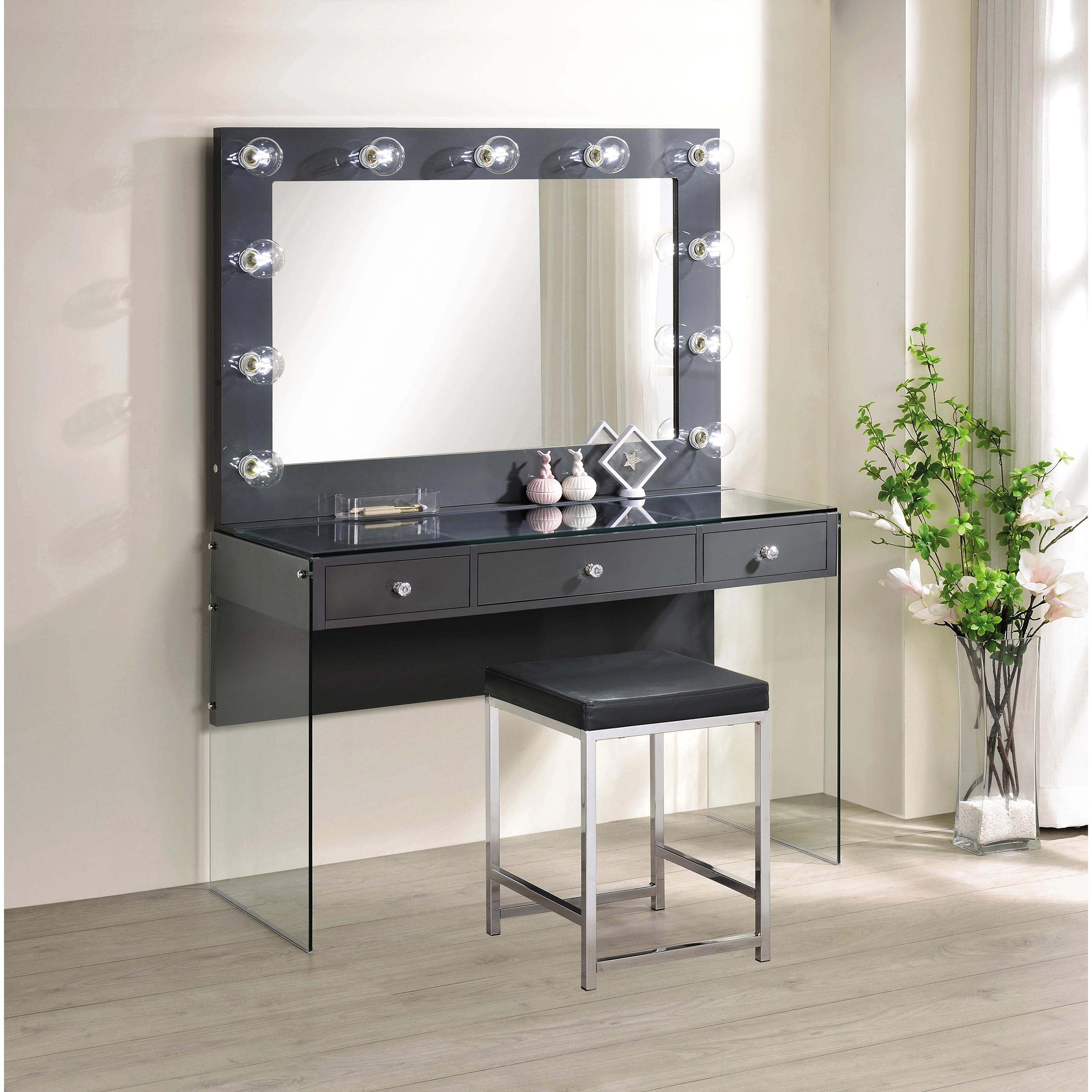 Coaster Furniture Afshan 3-Drawer Vanity Desk with Vanity Stool - Image 3