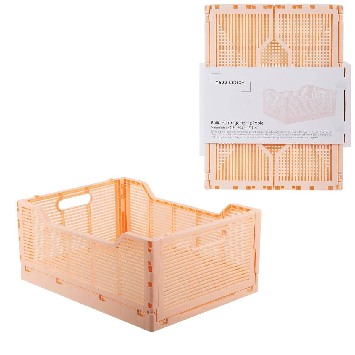 Truu Design Folding Storage Crate, 16x12x7″,7 colors