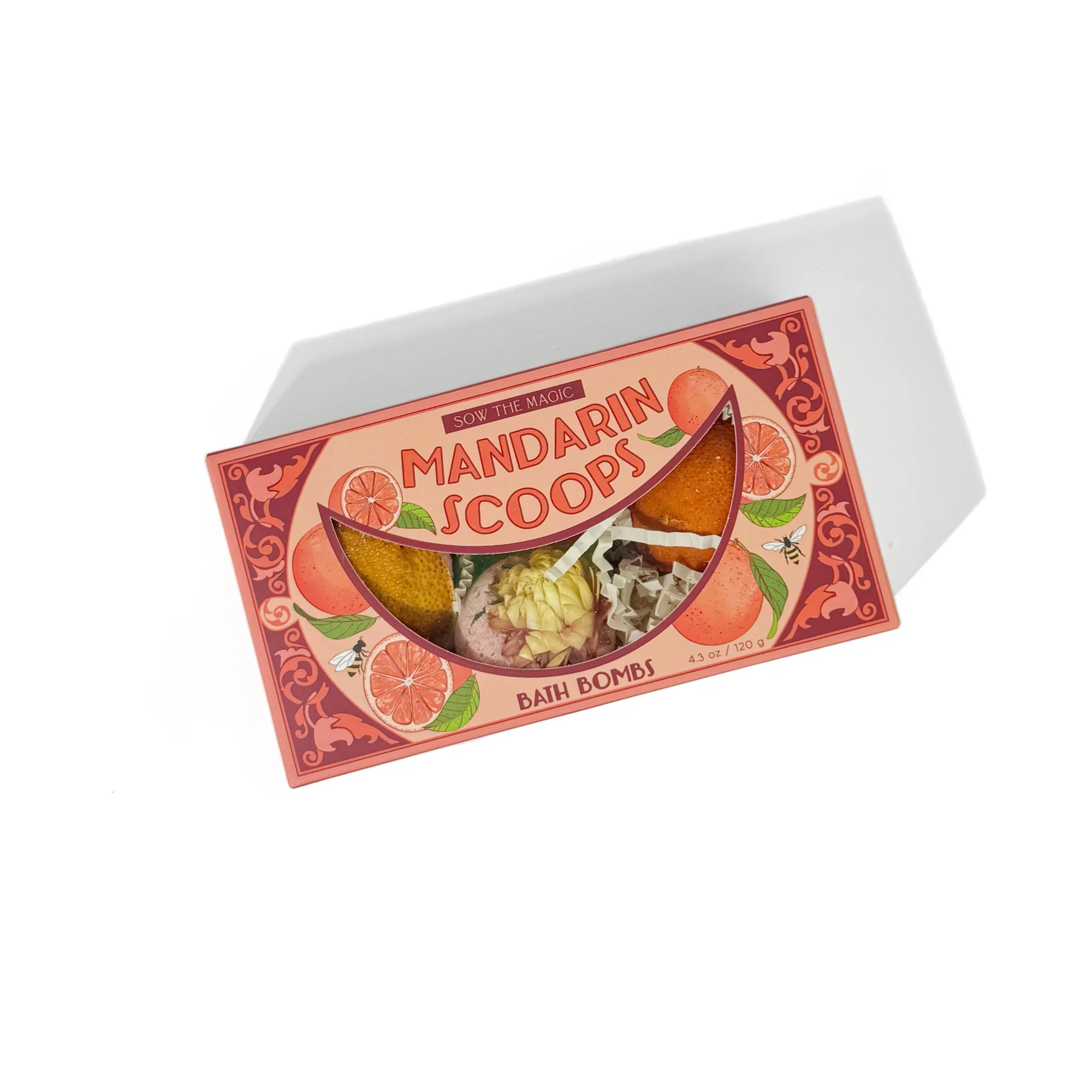Mandarin Scoops Bath Bomb Gift Set made with Rose Botanicals - Image 3
