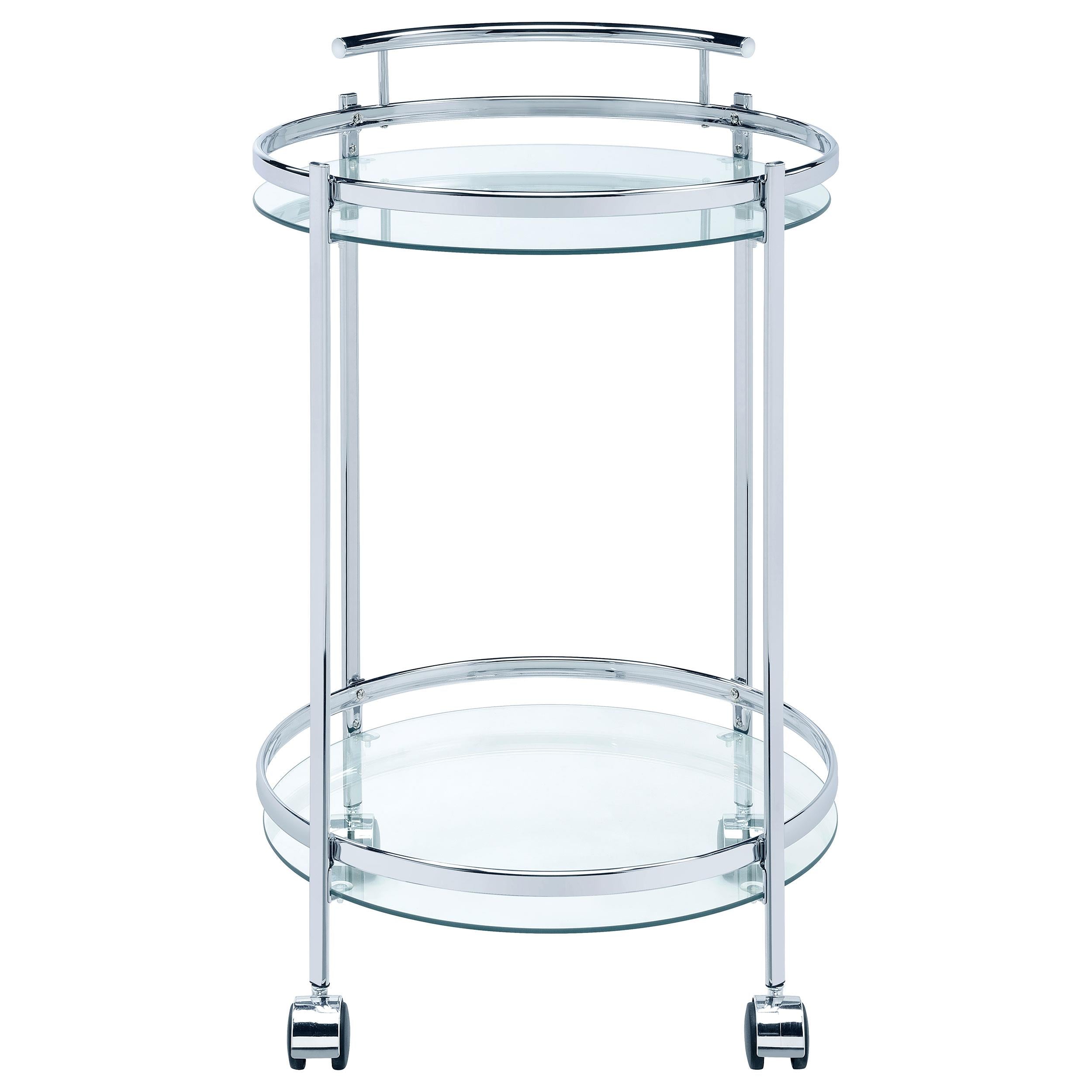 Coaster Furniture Chrissy 181367 Round Glass Shelf Metal Bar Cart - Chrome - Image 2