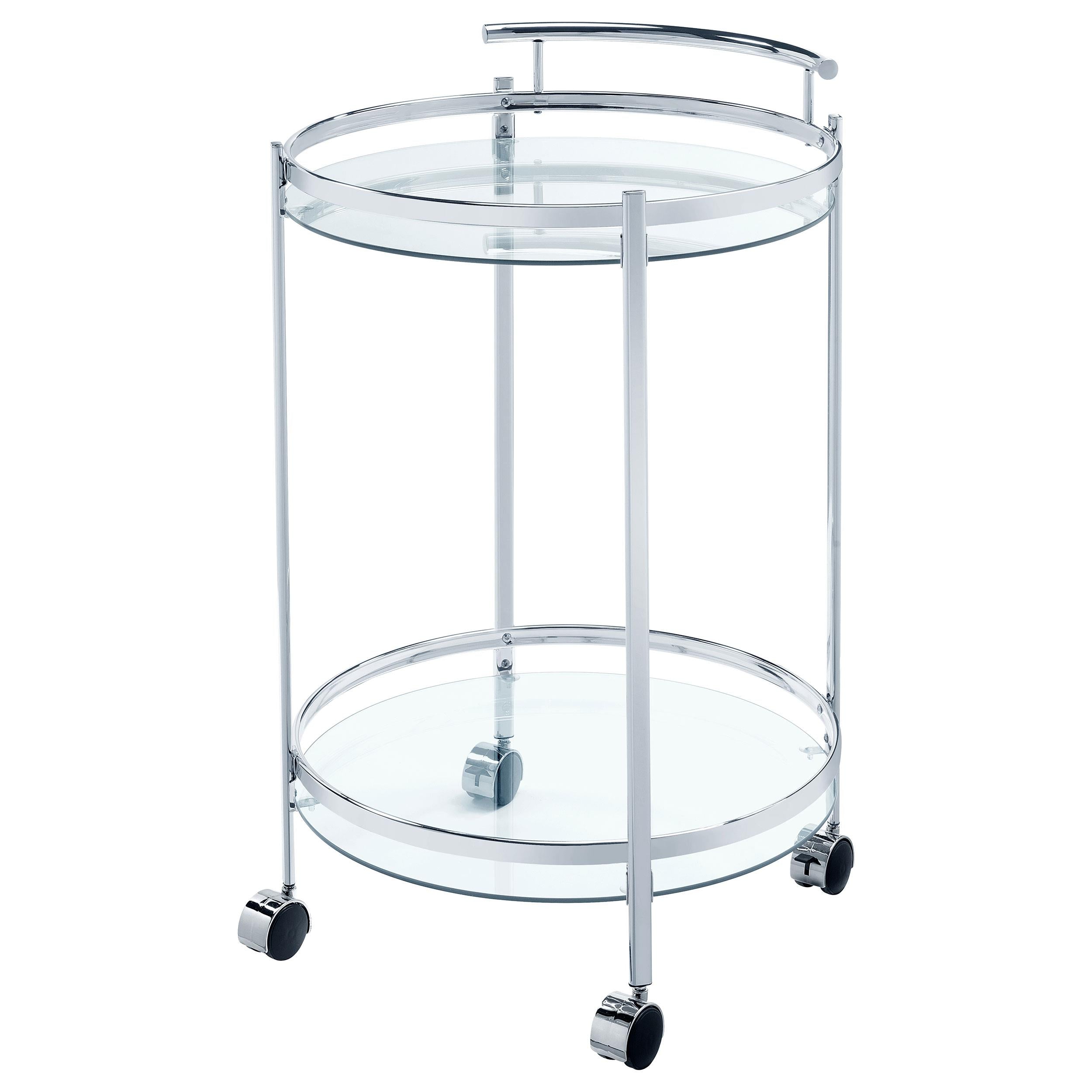 Coaster Furniture Chrissy 181367 Round Glass Shelf Metal Bar Cart - Chrome - Image 3