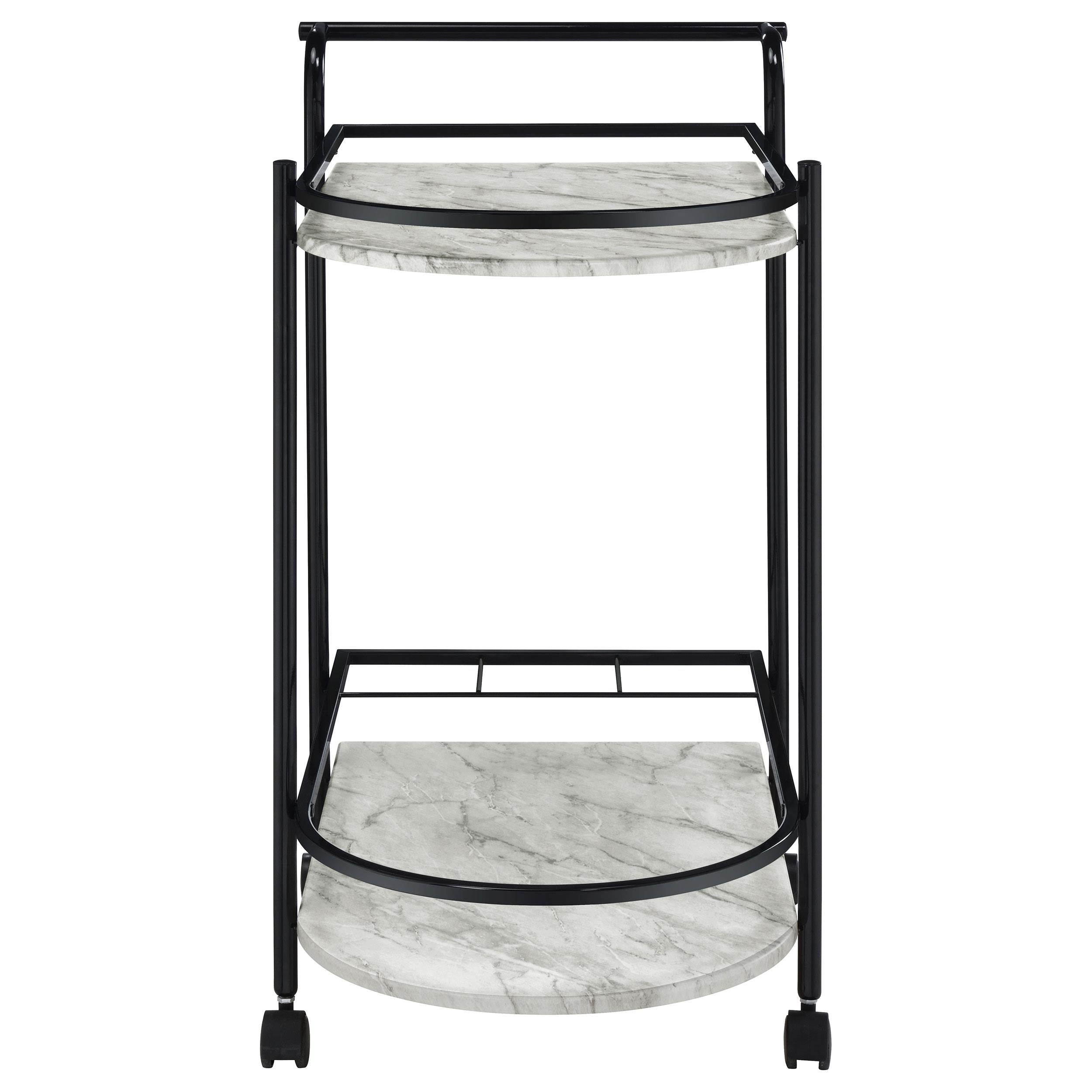 Coaster Furniture Desiree 181376 2-tier Faux Marble Shelf Metal Bar Cart - Black - Image 2