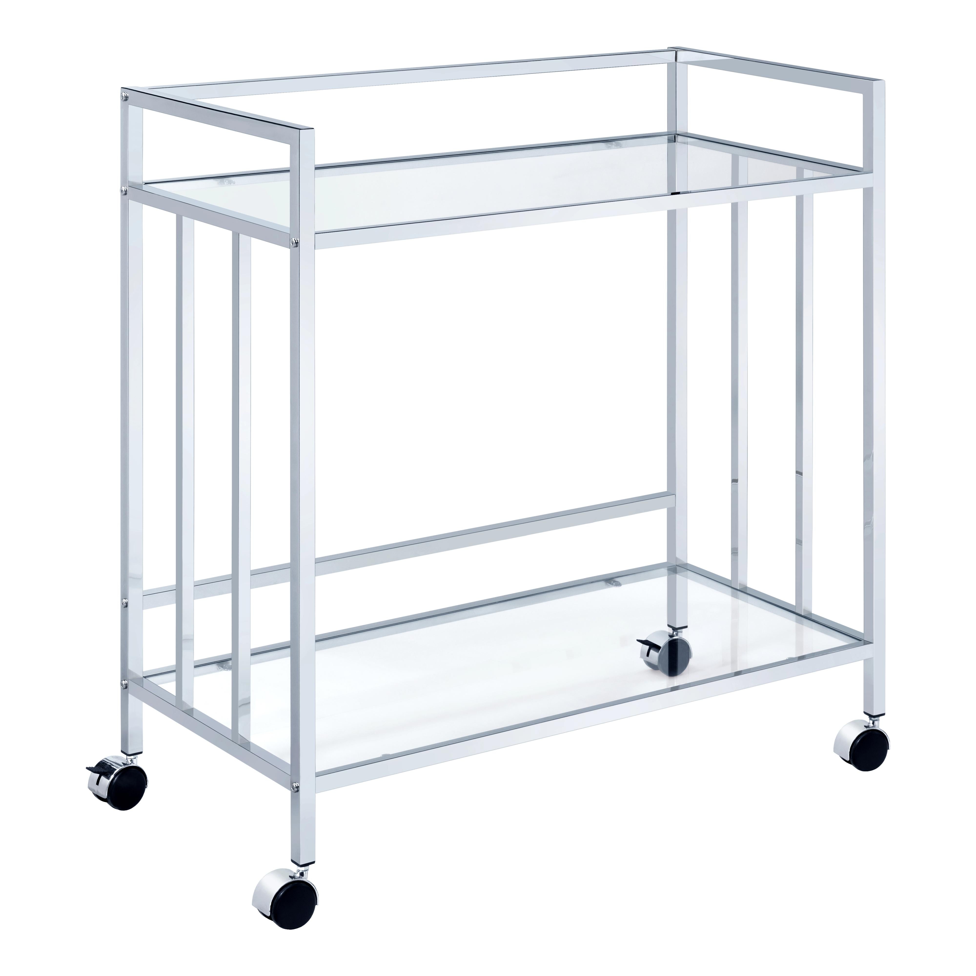 Coaster Furniture Cara 181382 2-tier Rectangular Glass Shelf Metal Bar Cart – Chrome