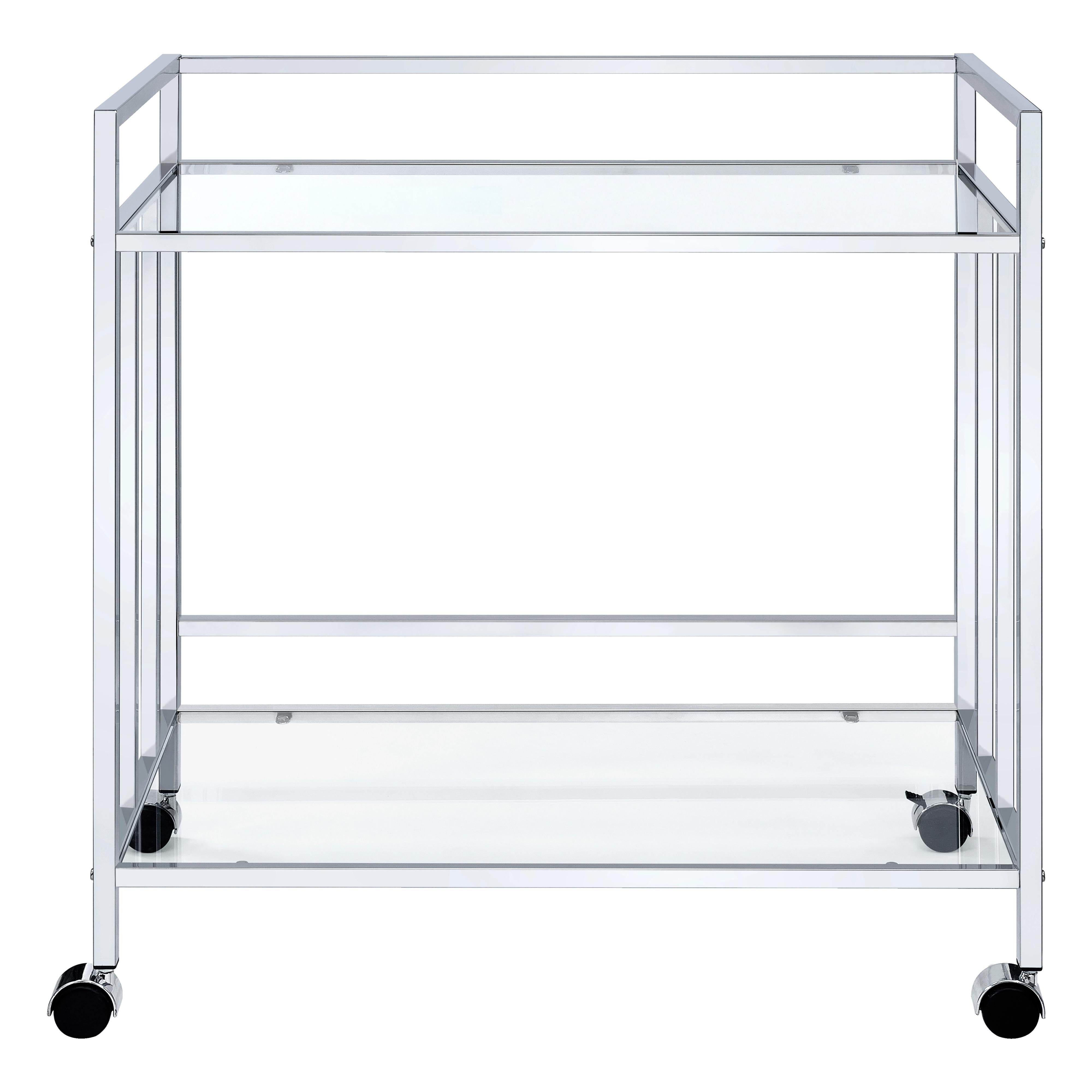 Coaster Furniture Cara 181382 2-tier Rectangular Glass Shelf Metal Bar Cart - Chrome - Image 2