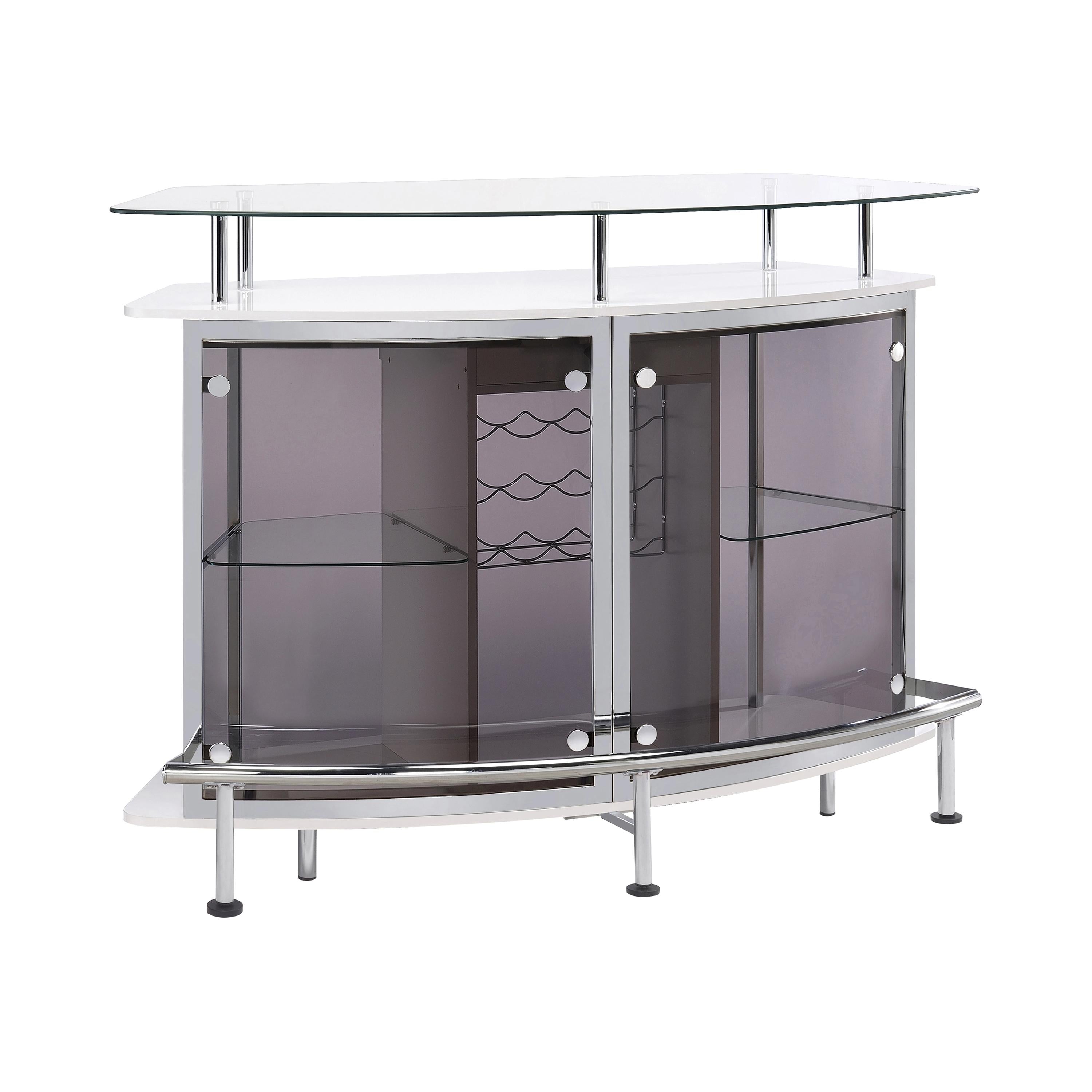 Coaster Furniture Gideon 182235 Curved Glass Top Home Bar Cabinet - White High Gloss - Image 1