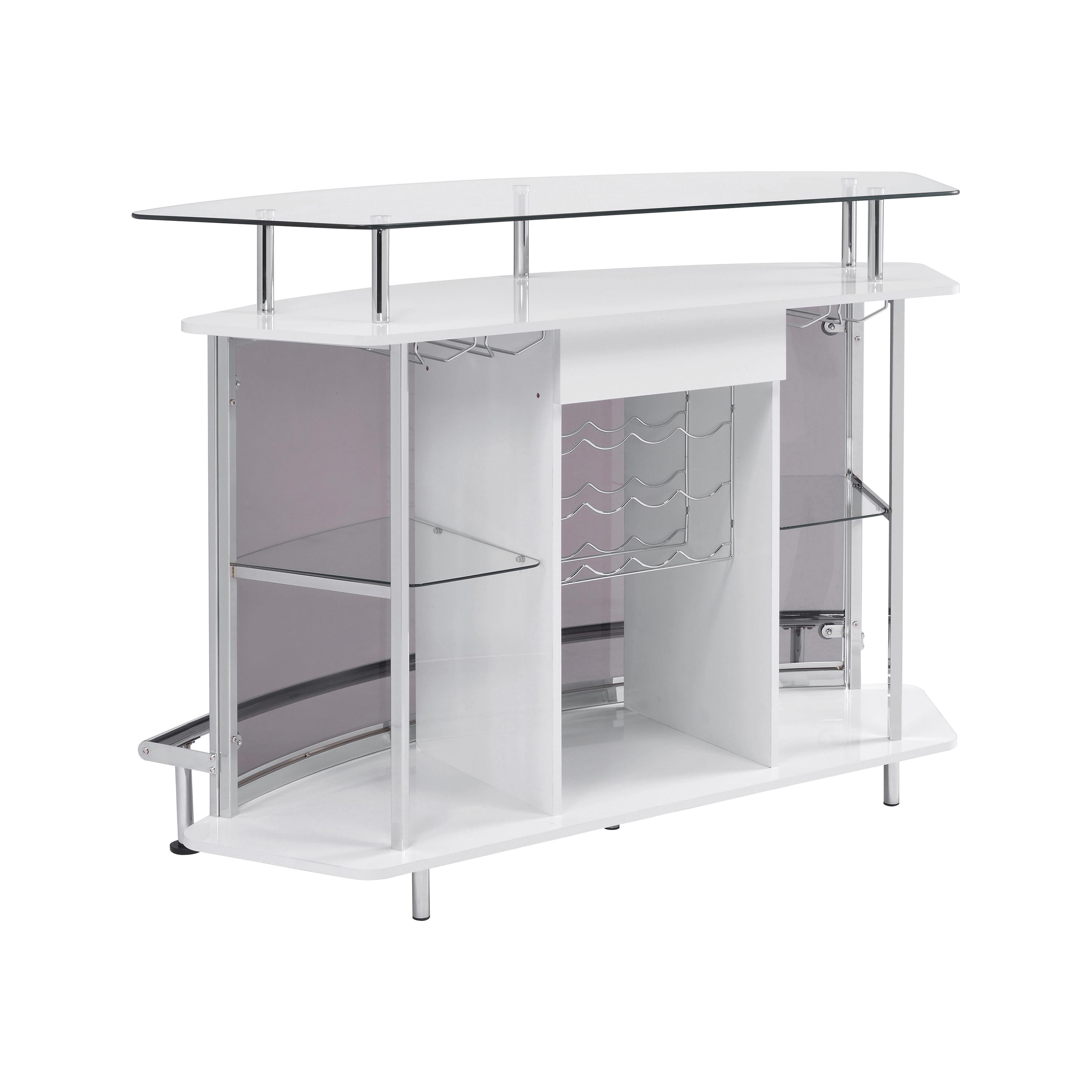Coaster Furniture Gideon 182235 Curved Glass Top Home Bar Cabinet - White High Gloss - Image 2