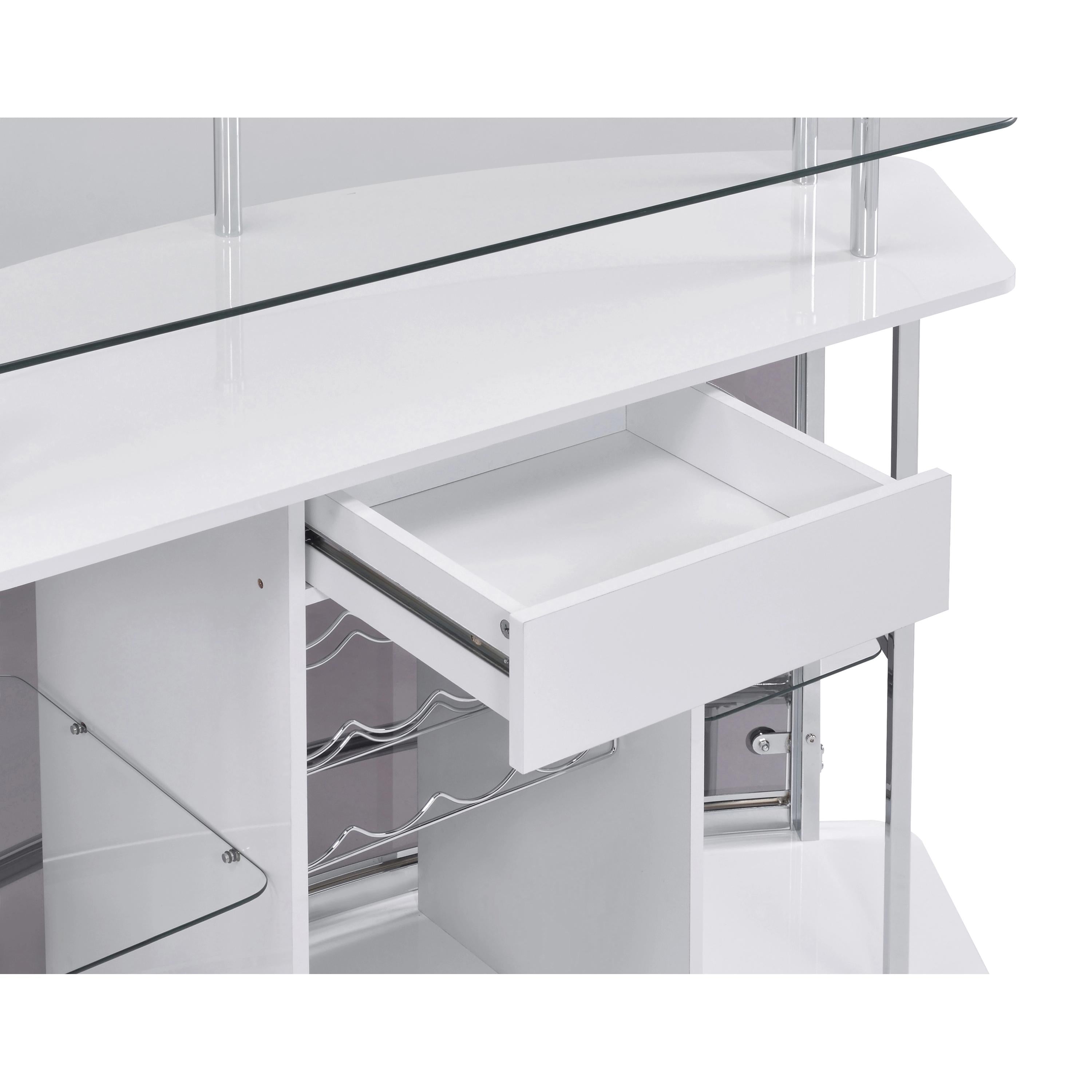 Coaster Furniture Gideon 182235 Curved Glass Top Home Bar Cabinet - White High Gloss - Image 3