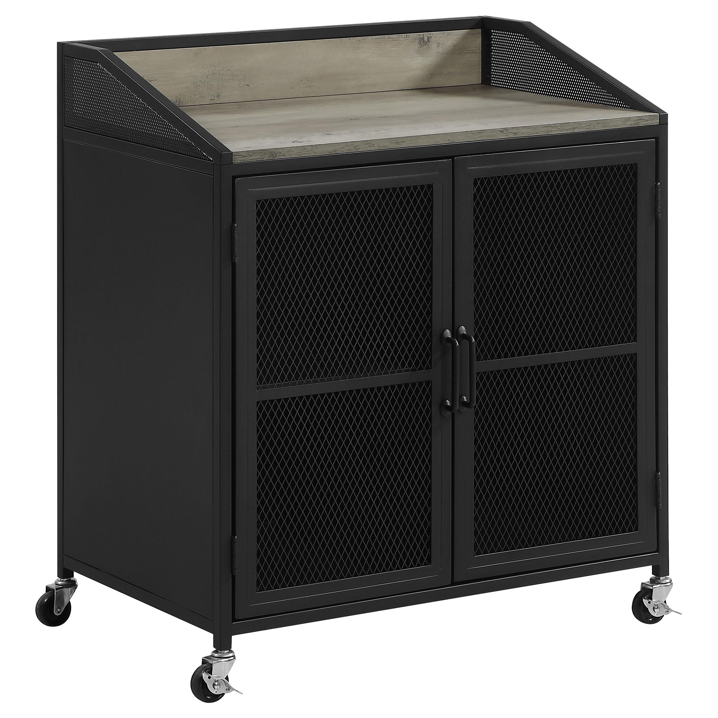 Coaster Furniture Arlette 183476 2-door Mobile Home Bar Wine Cabinet – Sandy Black