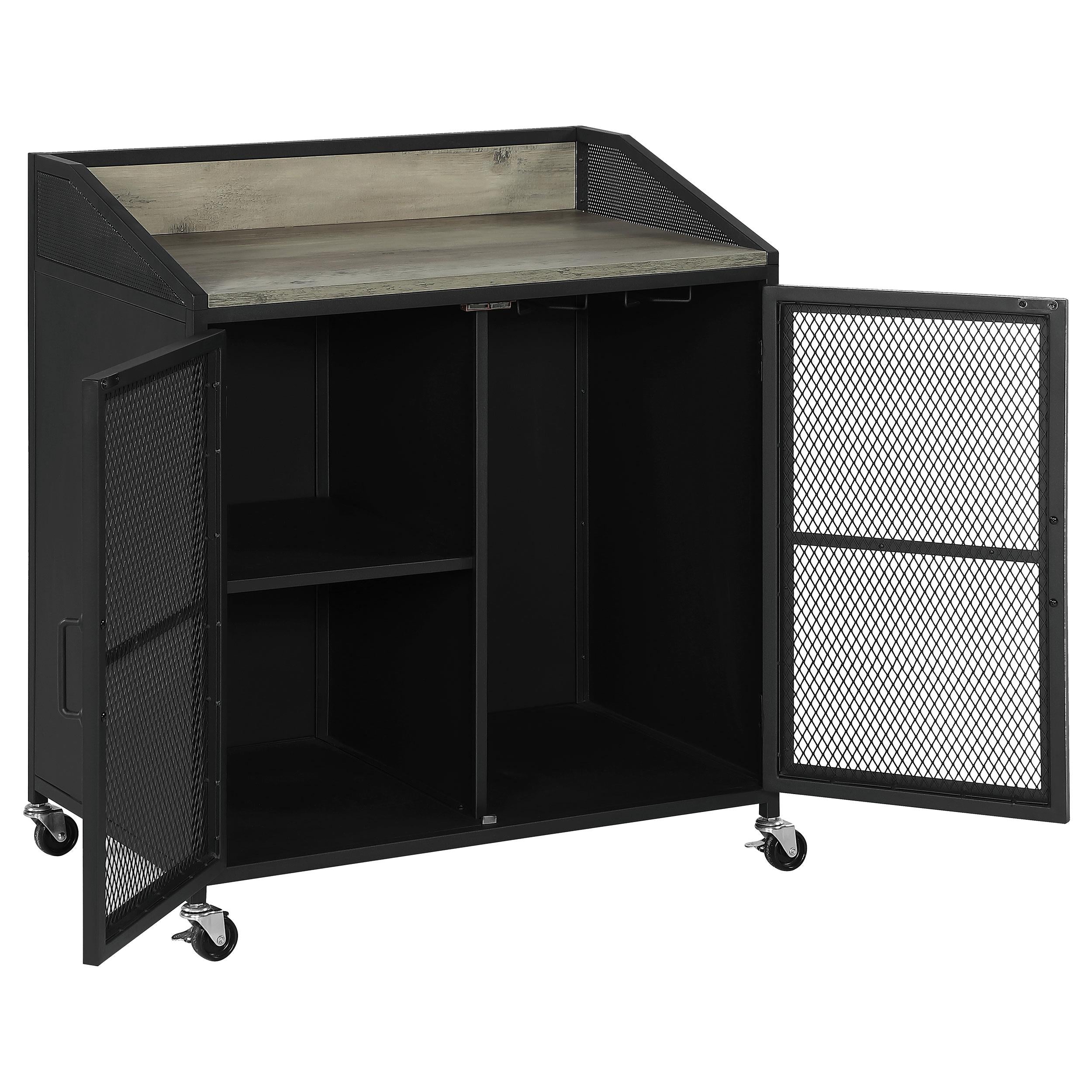 Coaster Furniture Arlette 183476 2-door Mobile Home Bar Wine Cabinet - Sandy Black - Image 2