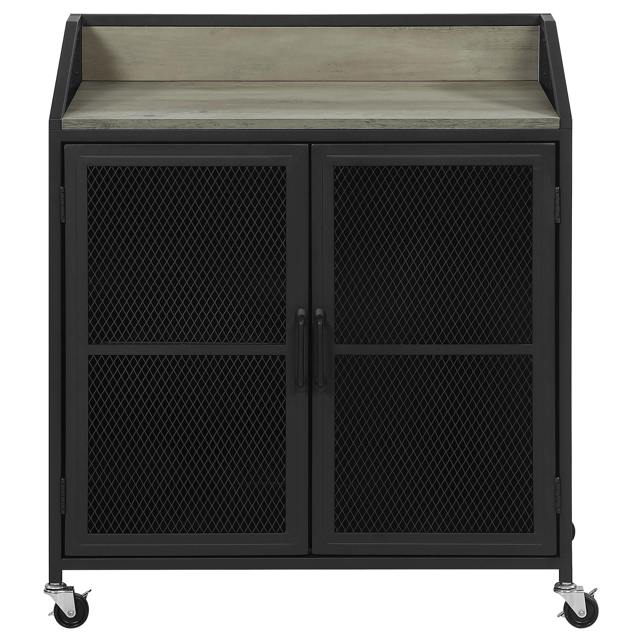 Coaster Furniture Arlette 183476 2-door Mobile Home Bar Wine Cabinet - Sandy Black - Image 3