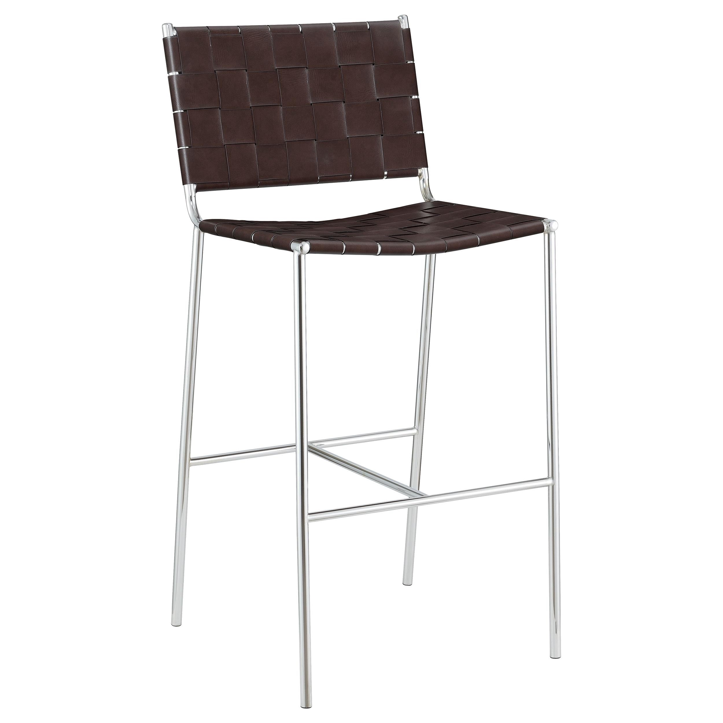 Coaster Furniture Adelaide 183584 Upholstered Pub Height Bar Stool - Brown and Chrome - Image 1
