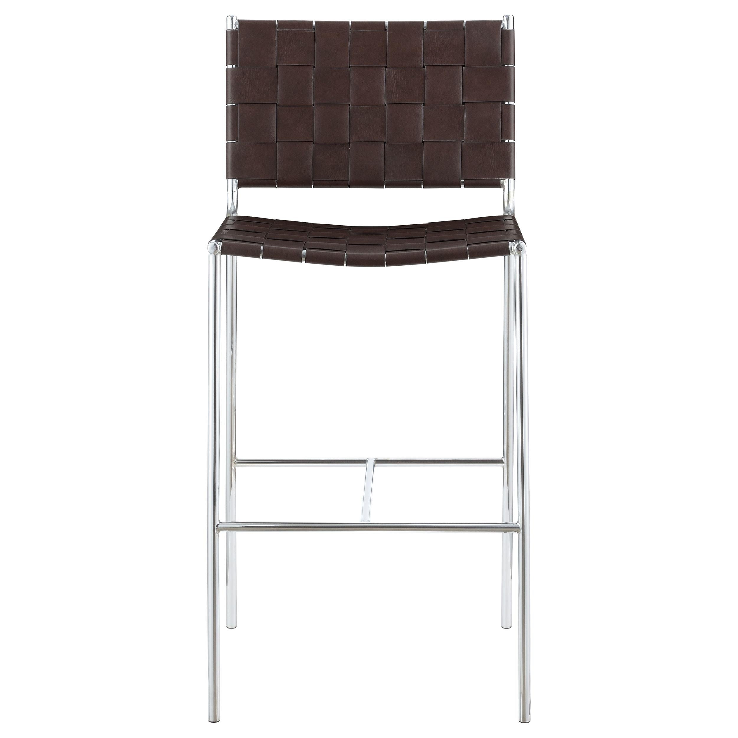 Coaster Furniture Adelaide 183584 Upholstered Pub Height Bar Stool - Brown and Chrome - Image 2